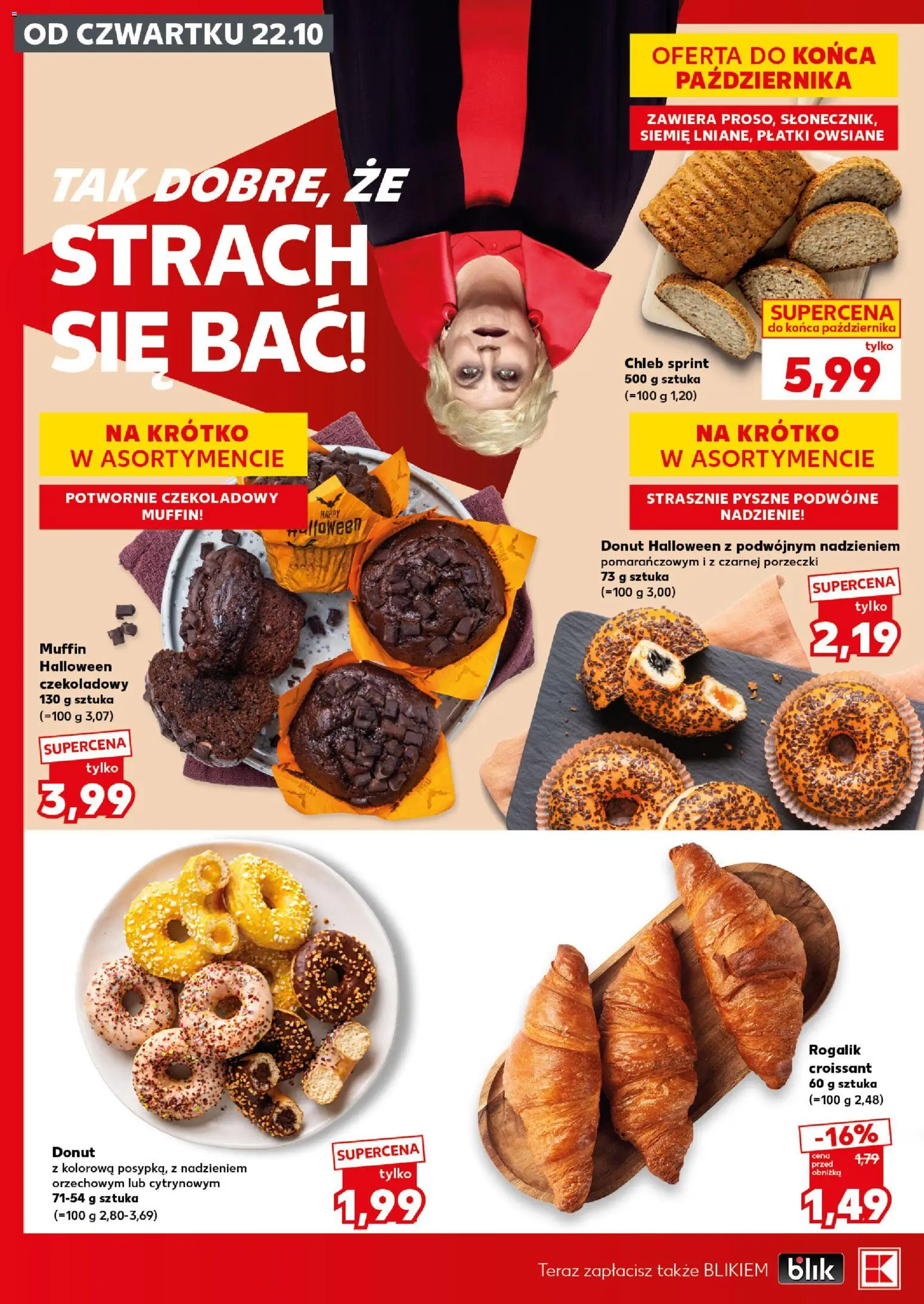 Kaufland Polsko leták - Mocny start od 26.10.2026 | Strana: 16 | Produkty: Donut, Chléb, Croissant
