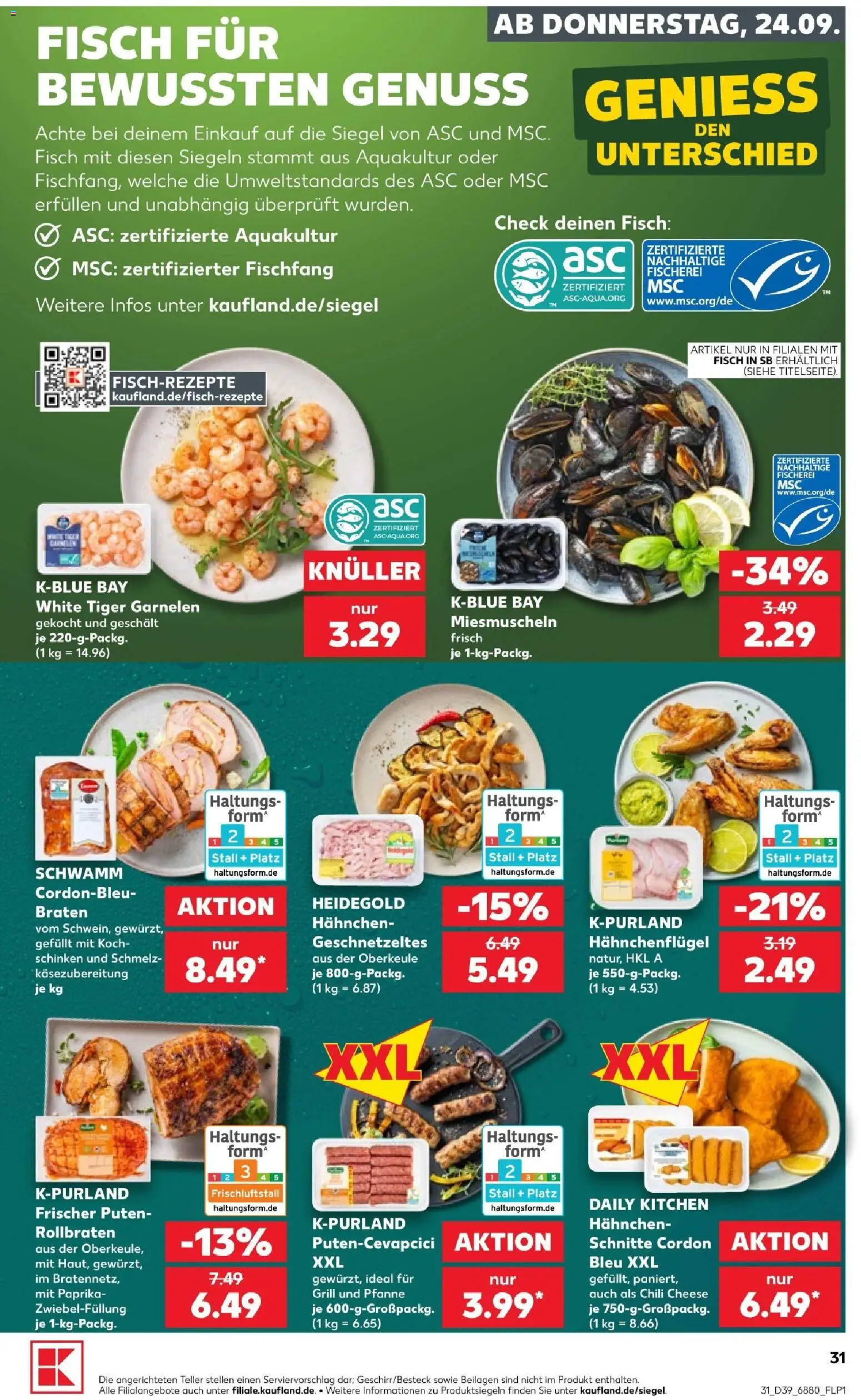 Kaufland Prospekt Völklingen – gültig ab 24.09.2026 | Seite: 31 | Produkte: Beilagen, Fisch, Chili, Tiger garnelen