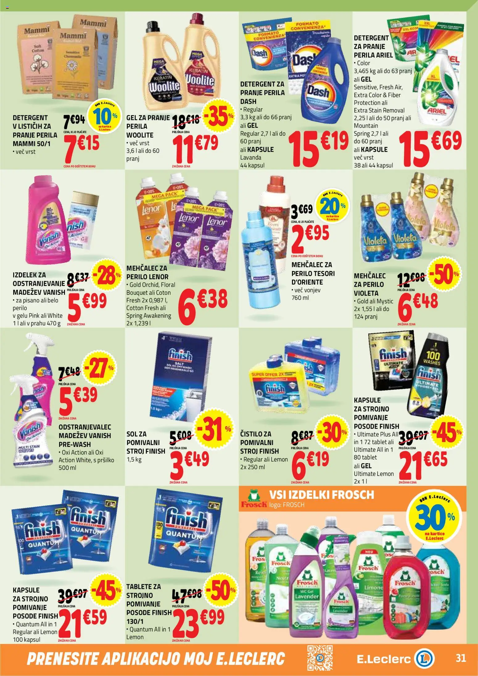 Novi E.leclerc katalog ponudbe – veljaven od 05.08.2026 | Stran: 31 | Izdelki: Mehčalec, Detergent, Sol