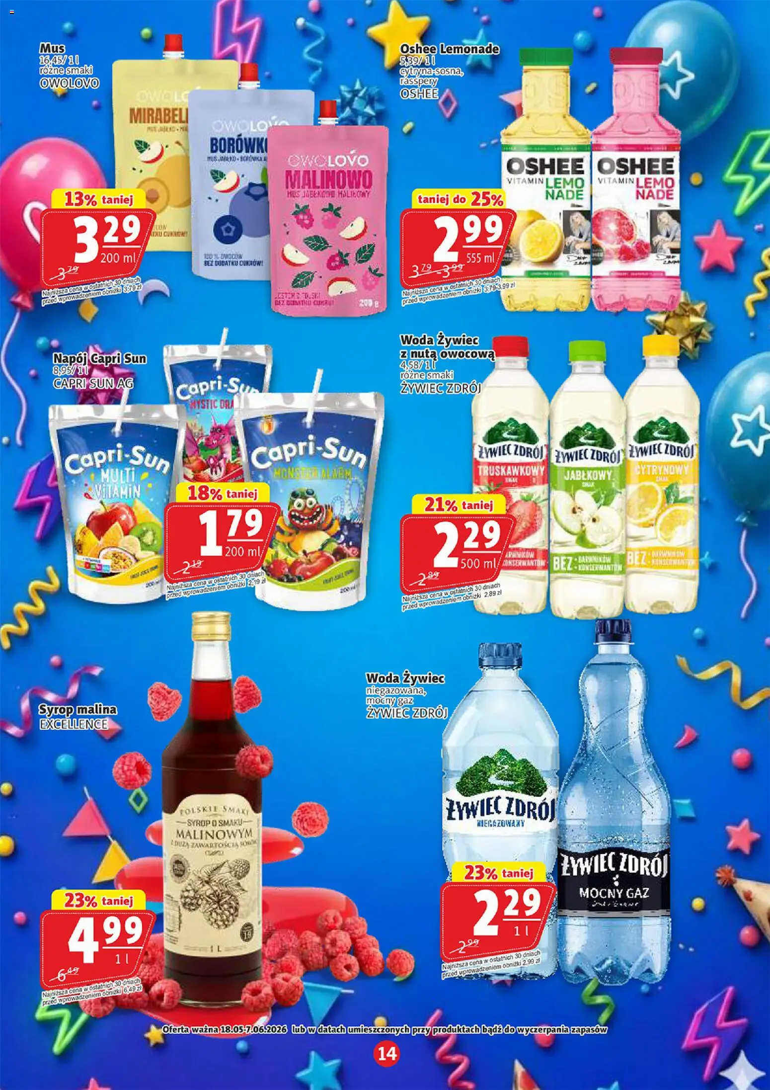 Prim Market gazetka - Dzień Dziecka od 18.05.2026 | Strona: 14 | Produkty: Syrop, Woda żywiec, Malina, Woda