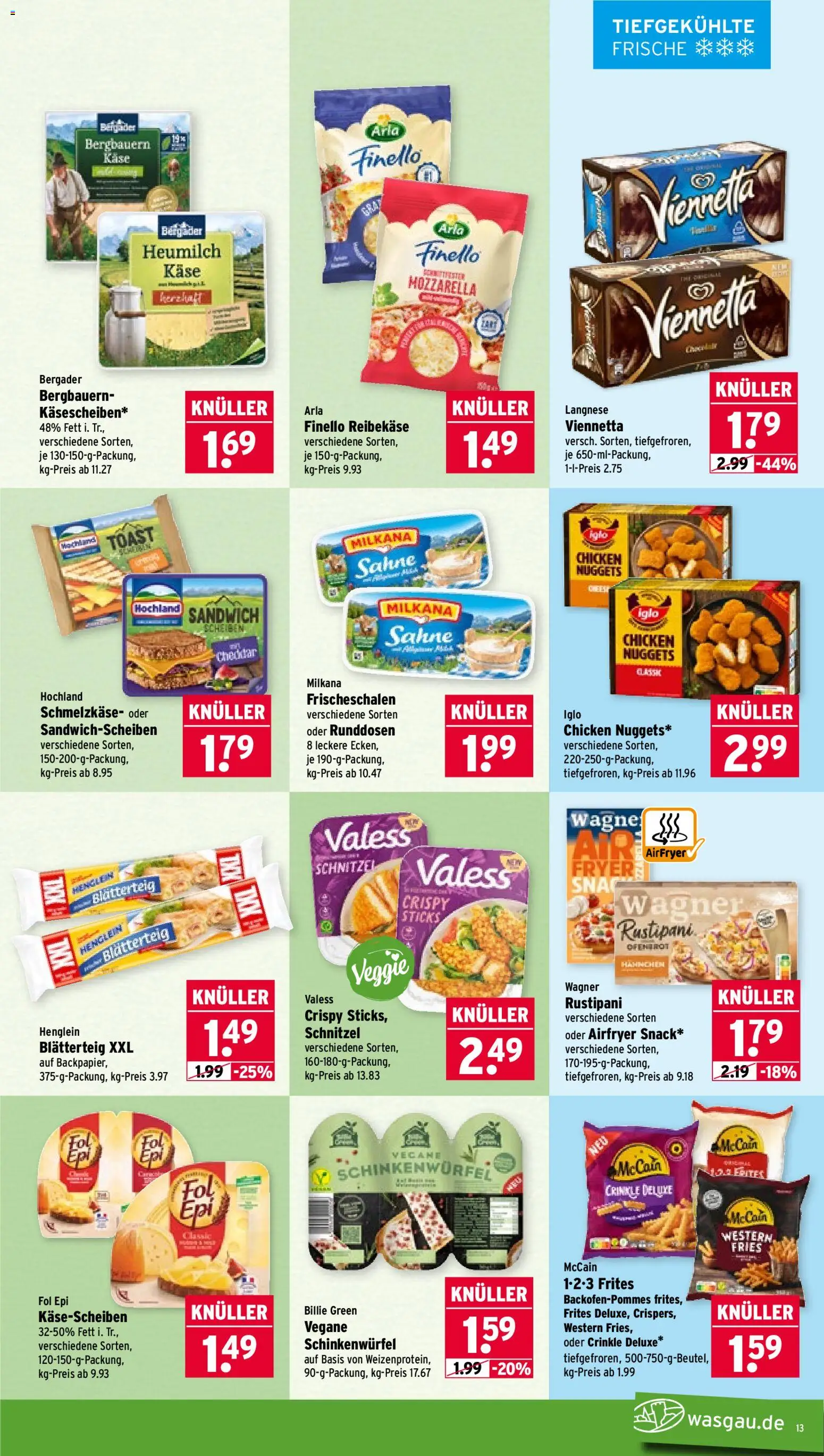 Wasgau Prospekt – gültig ab 07.09.2026 | Seite: 13 | Produkte: Käse, Toast, Milkana, Schnitzel