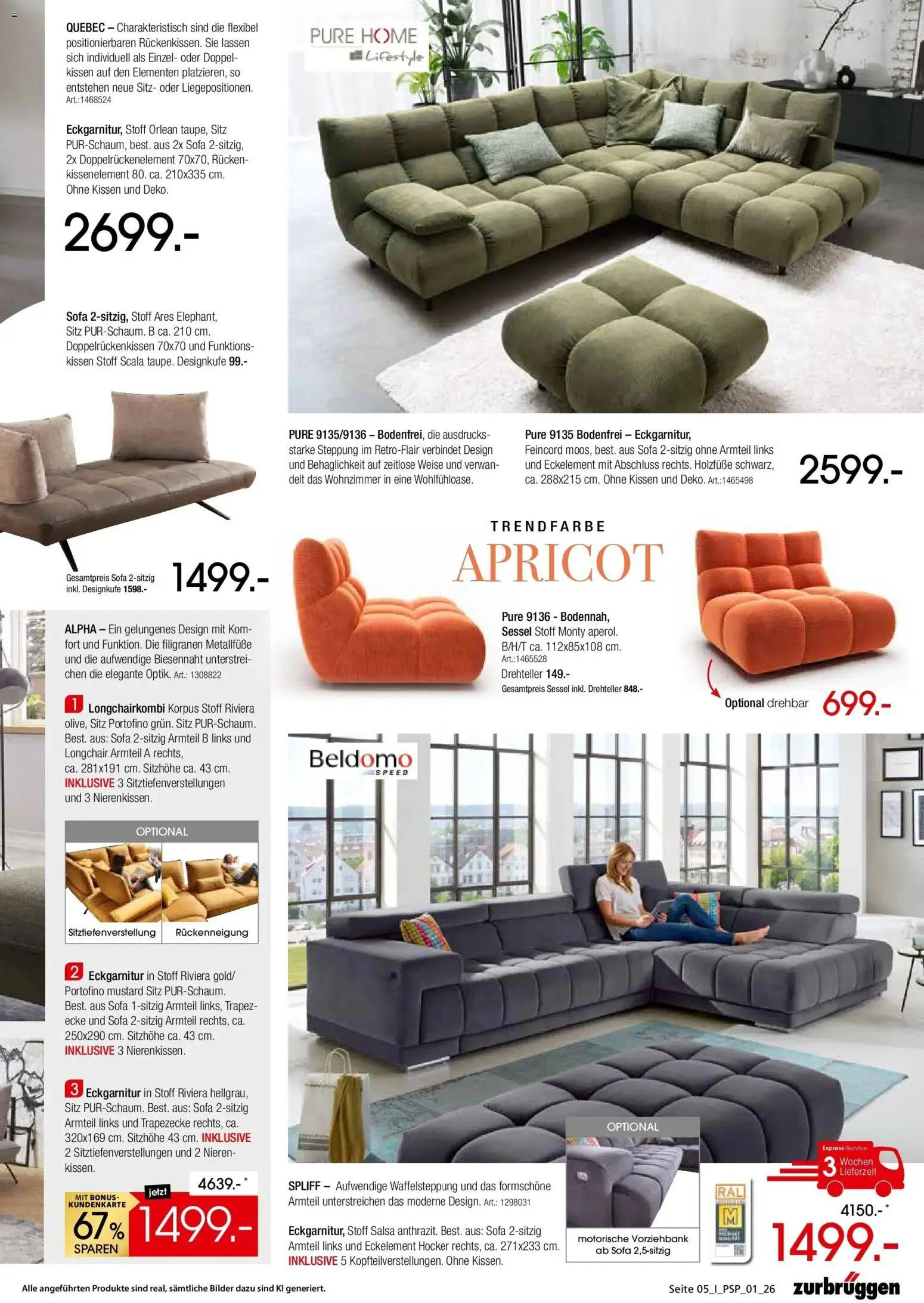 Zurbrüggen - Zurbrüggen: Polstermöbel Spezial (ab 26.10.2026) zum Blättern | Seite: 5 | Produkte: Hocker, Sofa, Sessel, Bilder