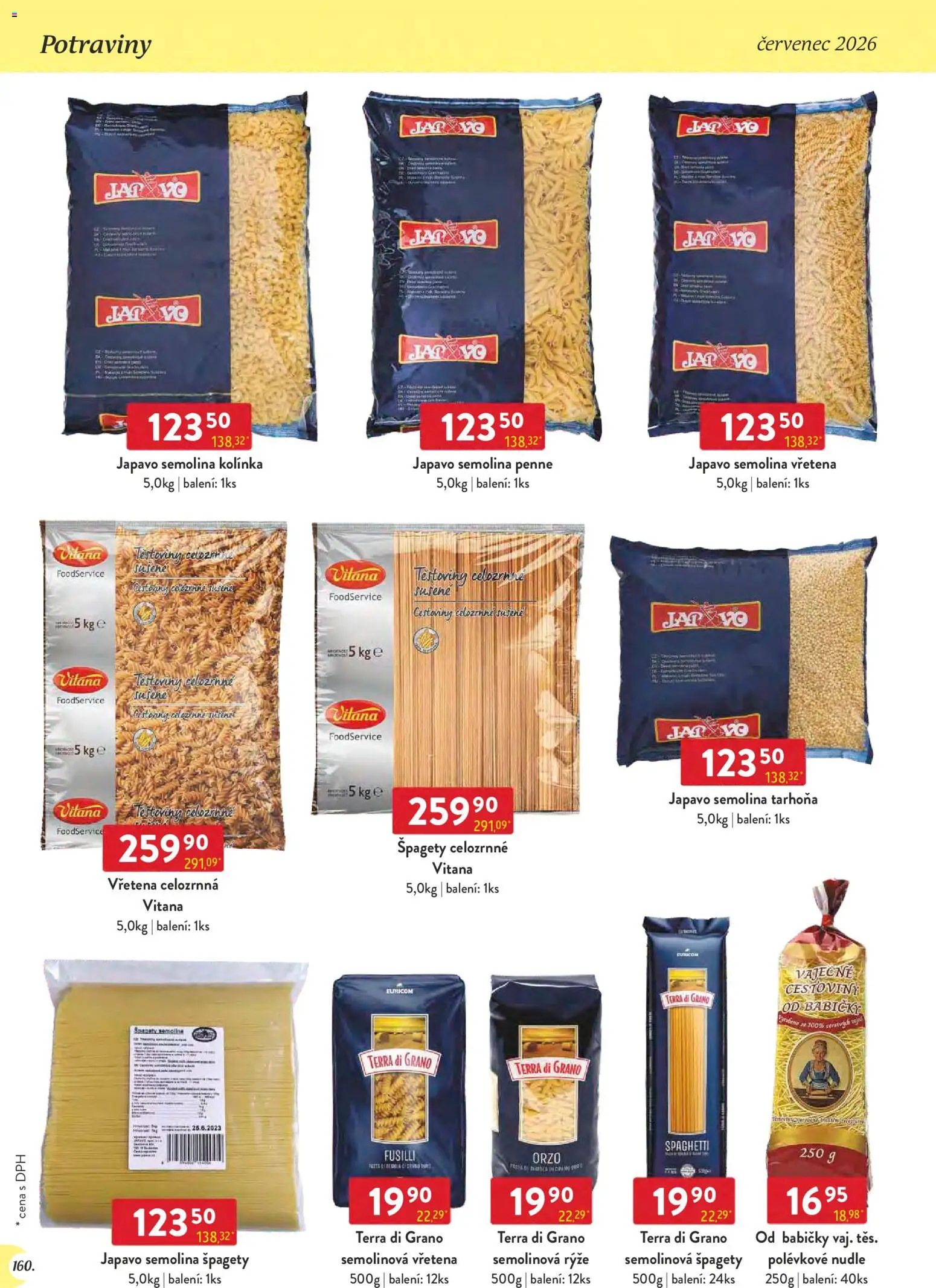 Astur & Qanto leták - Velkoobchod 07/2026 od 01.07.2026 | Strana: 160 | Produkty: Penne, Orzo, Tarhoňa, Nudle
