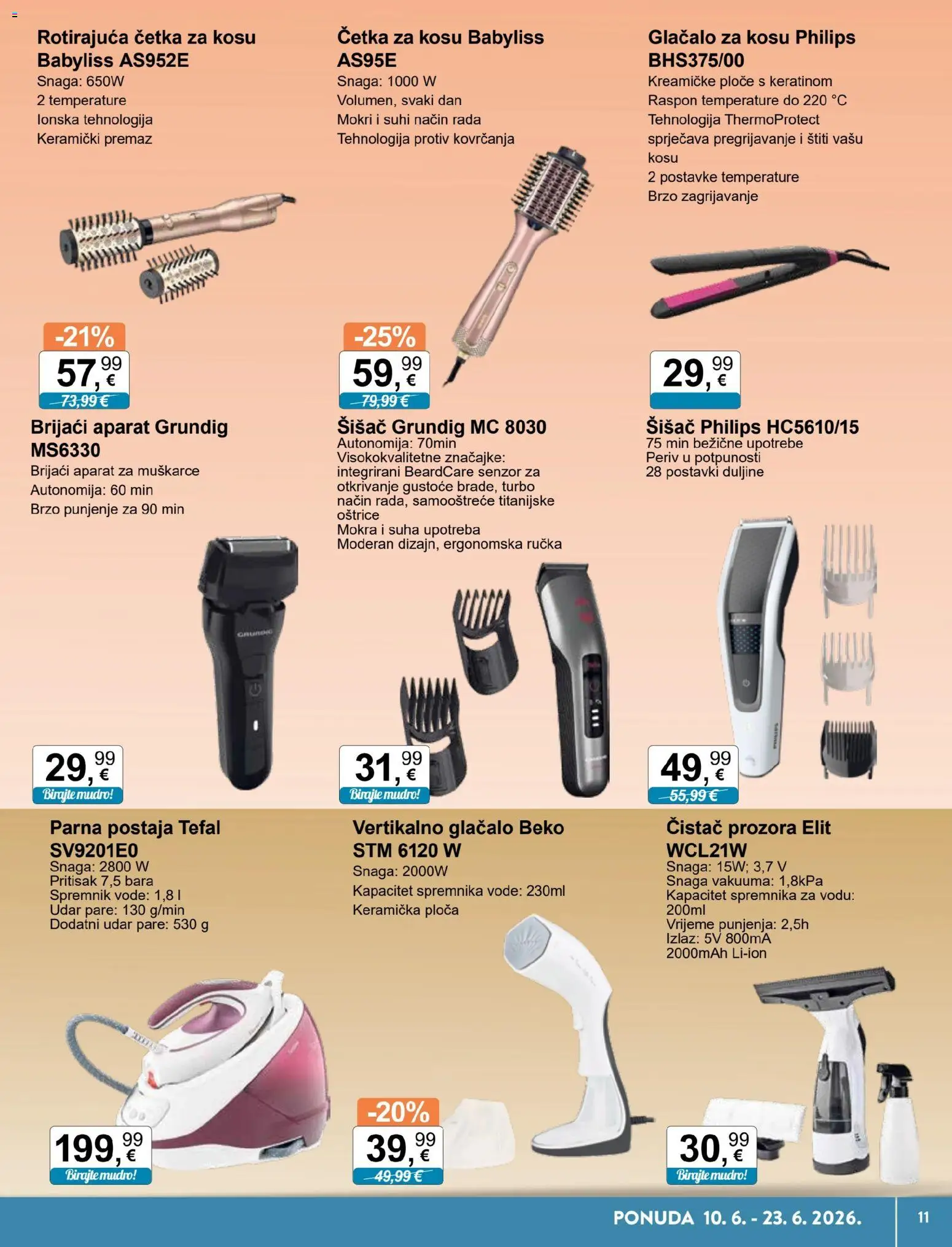 KTC katalog | vrijedi od 10.06.2026 | Stranica: 11 | Proizvodi: Brijaći aparat, Parna postaja, Četka, Četka za kosu