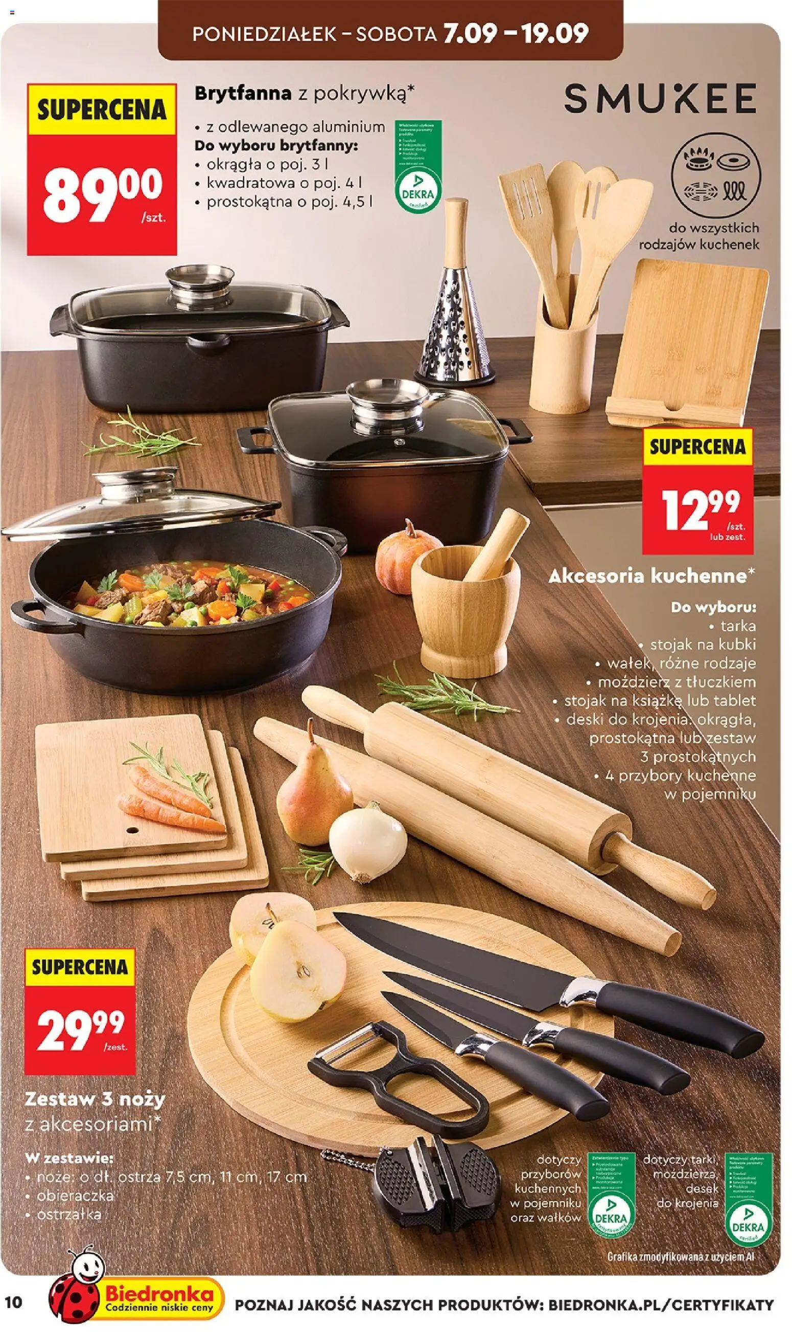 Biedronka gazetka - Hity i inspiracje od 05.09.2026 | Strona: 10 | Produkty: Tablet, Noże, Tarka, Obieraczka