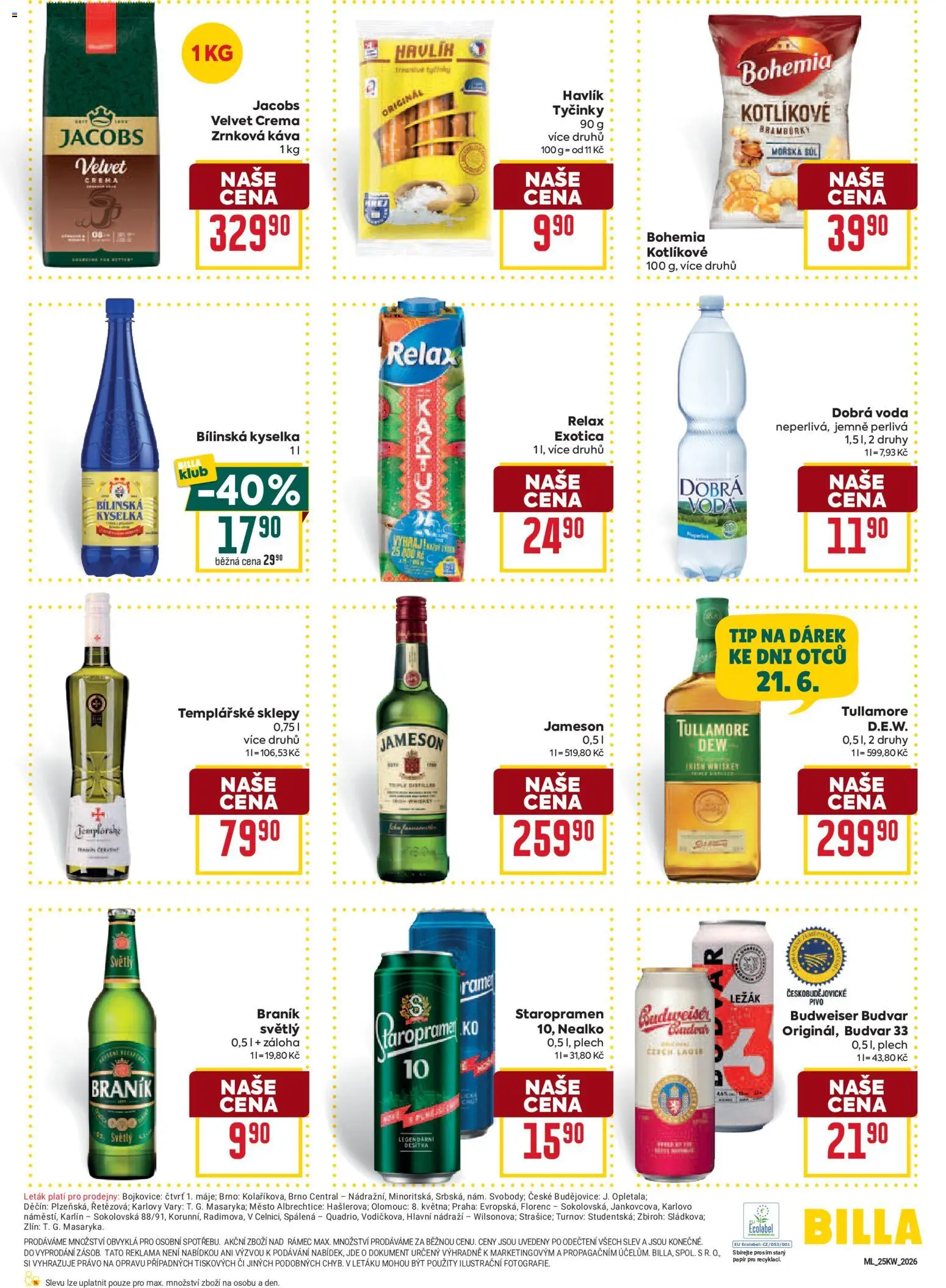 Billa Malý leták od 17.06.2026 | Strana: 6 | Produkty: Staropramen, Káva, Pivo, Zrnková káva