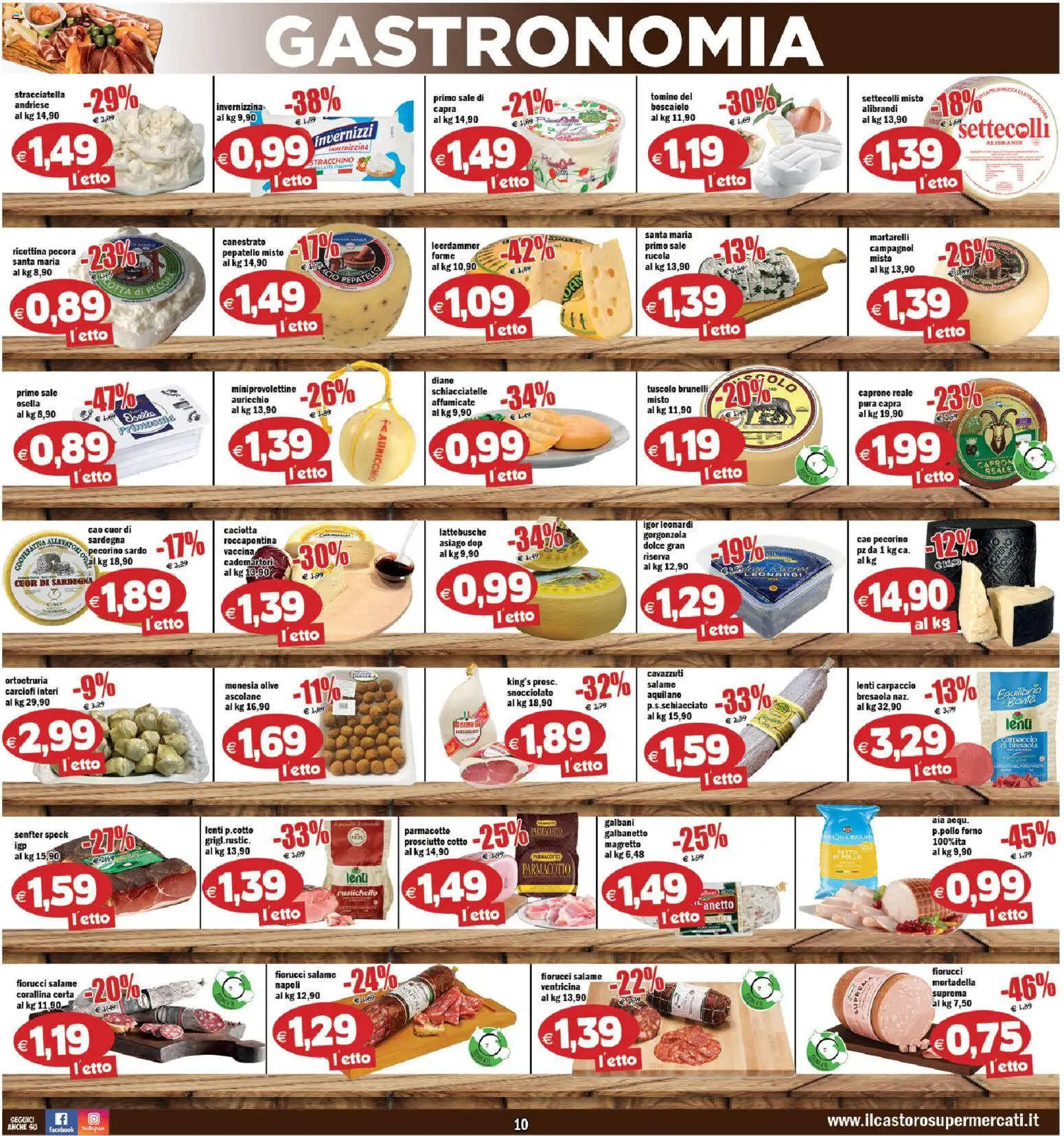 Volantino Il Castoro del 01/07/2026 | Pagina: 10 | Prodotti: Prosciutto Cotto, Salame, Gorgonzola, Pecorino