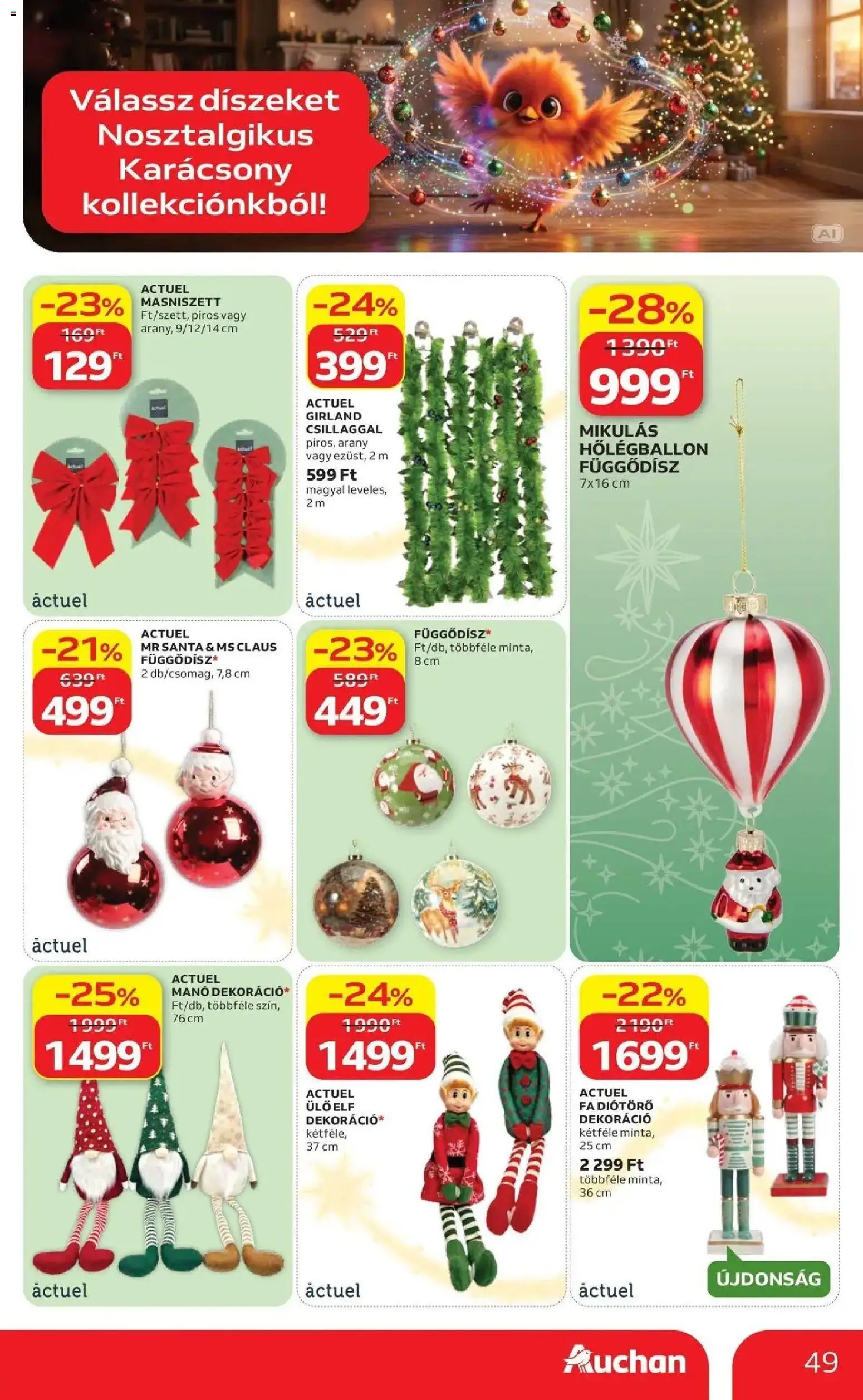 Auchan Karácsonyi ajánlataink Kecskemét - 2026.10.22. -tól/töl > akció, lapozható szórólap 🛍️ | Oldal: 49 | Termékek: FA, Dekoráció