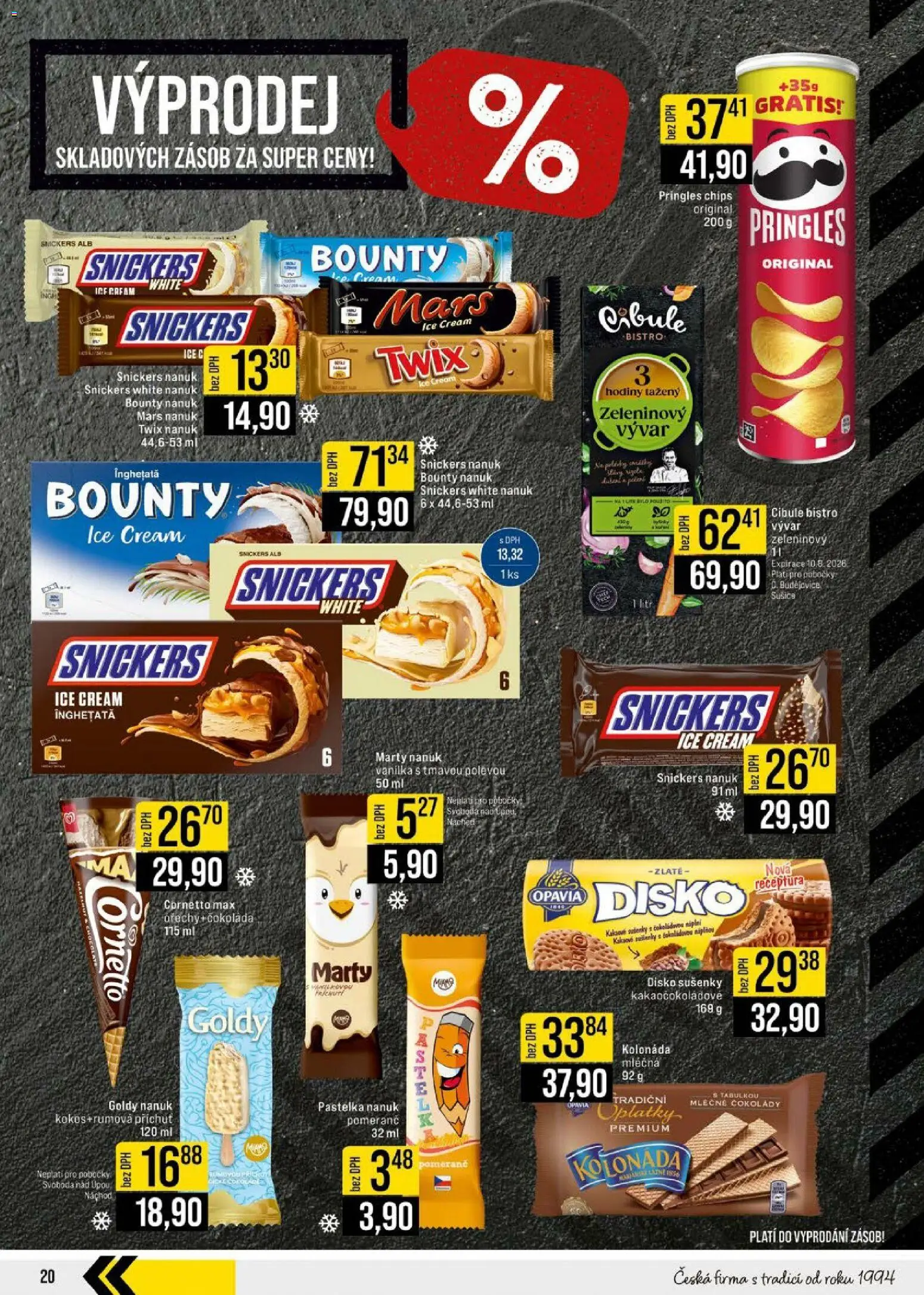 Jip leták - Cash & Carry od 08.07.2026 | Strana: 20 | Produkty: Nanuk, Pringles, Pastelka, Sušenky