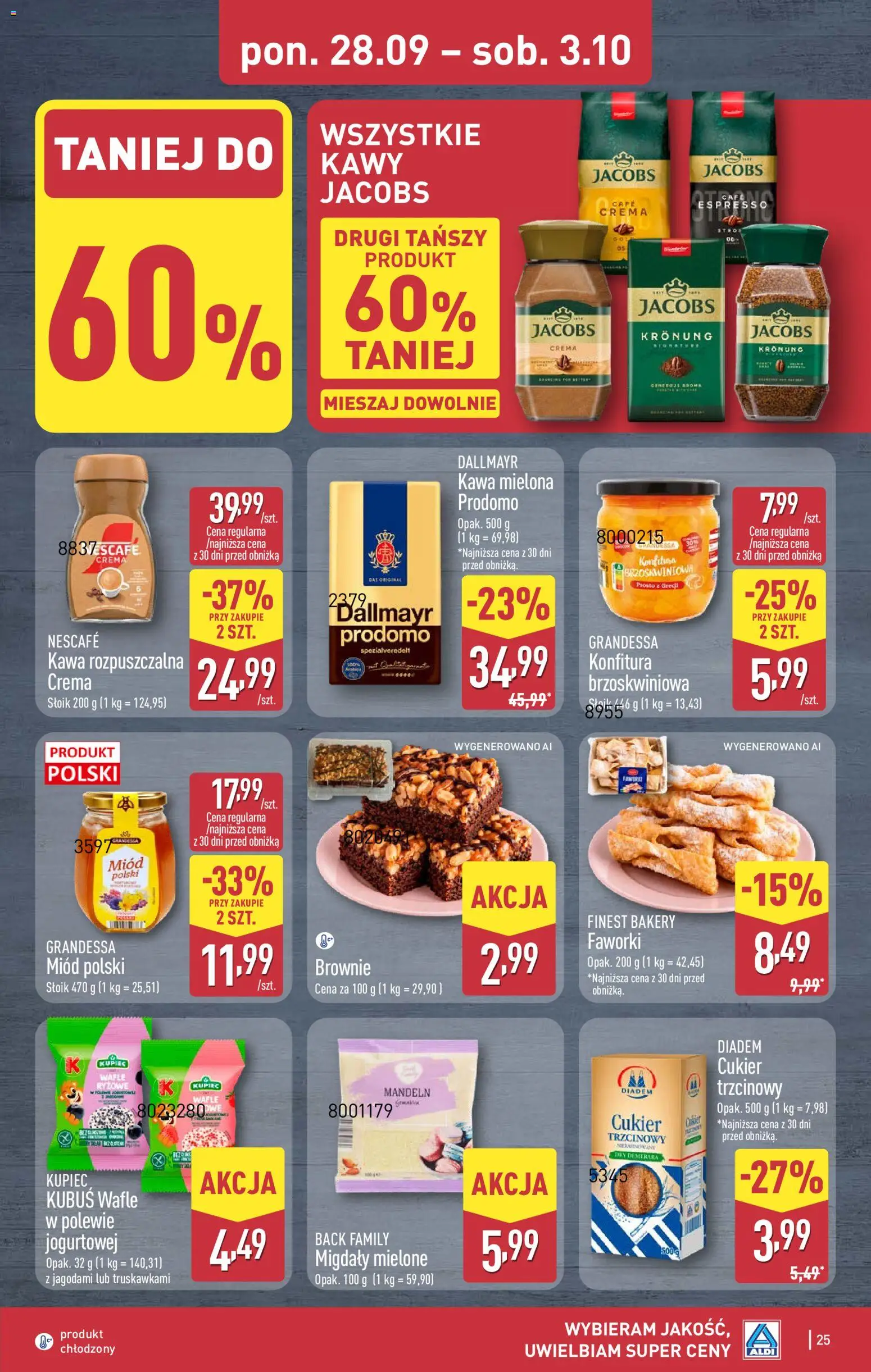 Aldi Polsko leták od 28.09.2026 | Strana: 25 | Produkty: Finest, Brownie, Jacobs Kronung, Nescafé
