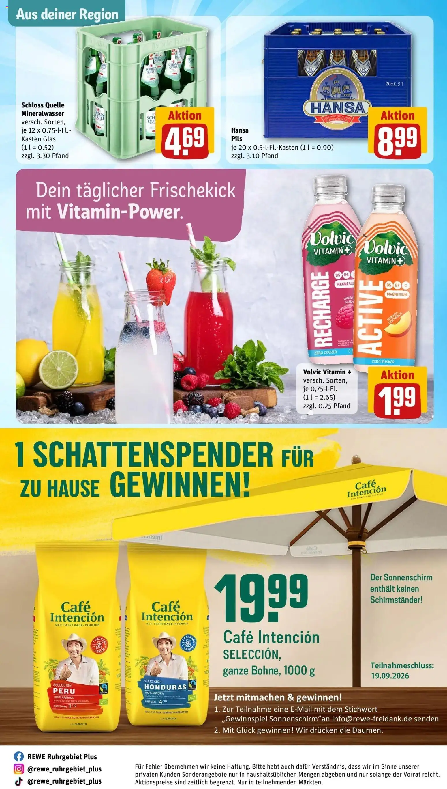 REWE Prospekt ab 14.09.2026 zum Blättern » Angebote | Seite: 33 | Produkte: Pils, Schirmständer, Mineralwasser, Volvic