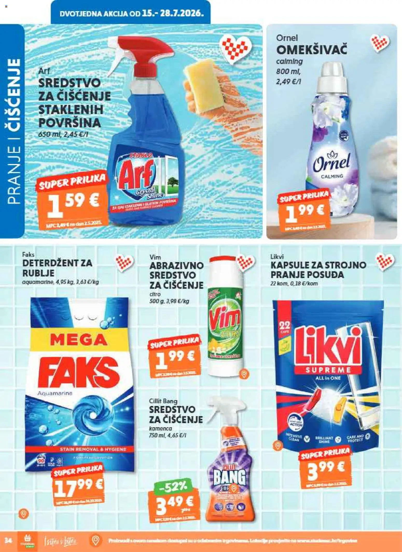 Studenac katalog | vrijedi od 15.07.2026 | Stranica: 34 | Proizvodi: Faks, Omekšivač, Deterdžent