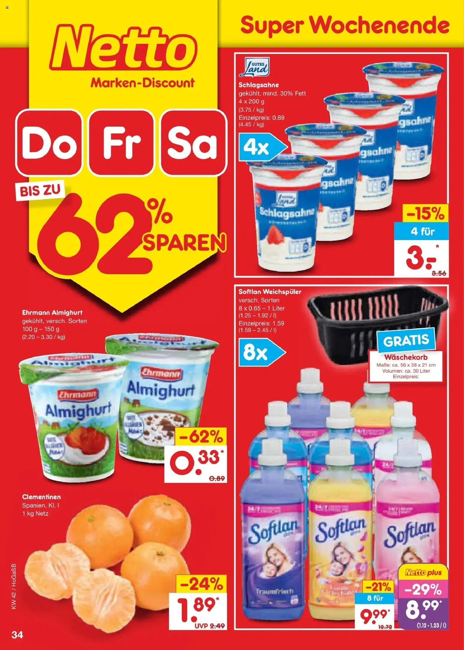 Netto Marken-Discount Prospekt Oldenburg (ab 12.10.2026) » Angebote | Seite: 48 | Produkte: Ehrmann almighurt, Schlagsahne, Weichspüler