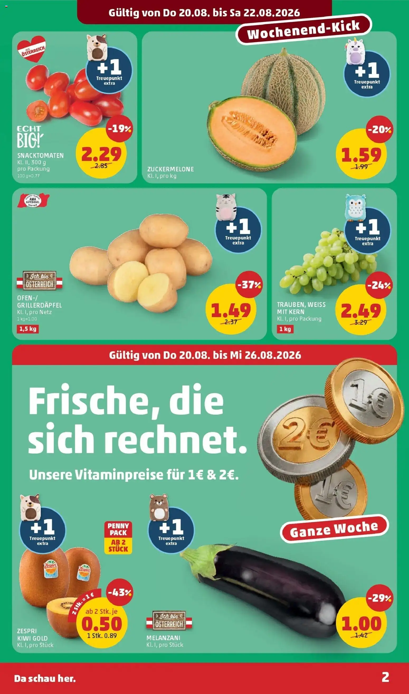 Penny Markt Die ganze Woche sparen ab (20.08.2026) - Angebote, Prospekt | Seite: 2 | Produkte: Kiwi