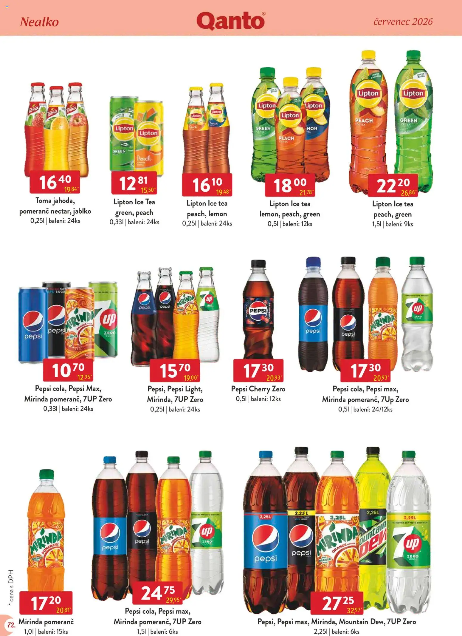 Astur & Qanto leták - Velkoobchod 07/2026 od 01.07.2026 | Strana: 72 | Produkty: Pepsi, Pepsi Zero, Mirinda, Ice tea