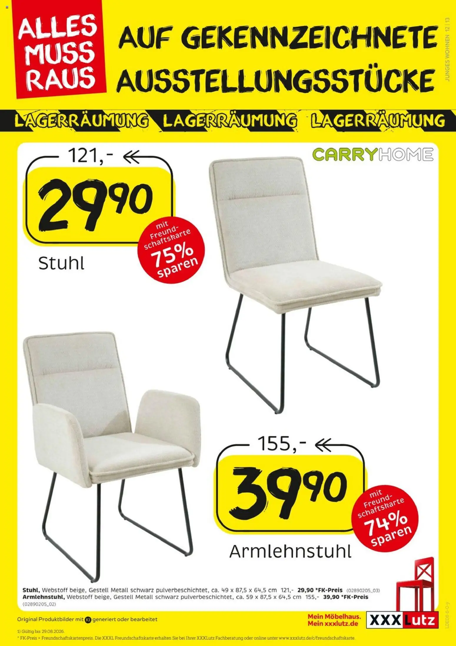 XXXLutz Größte Lagerräumung – gültig ab 15.08.2026 | Seite: 13 | Produkte: Stuhl