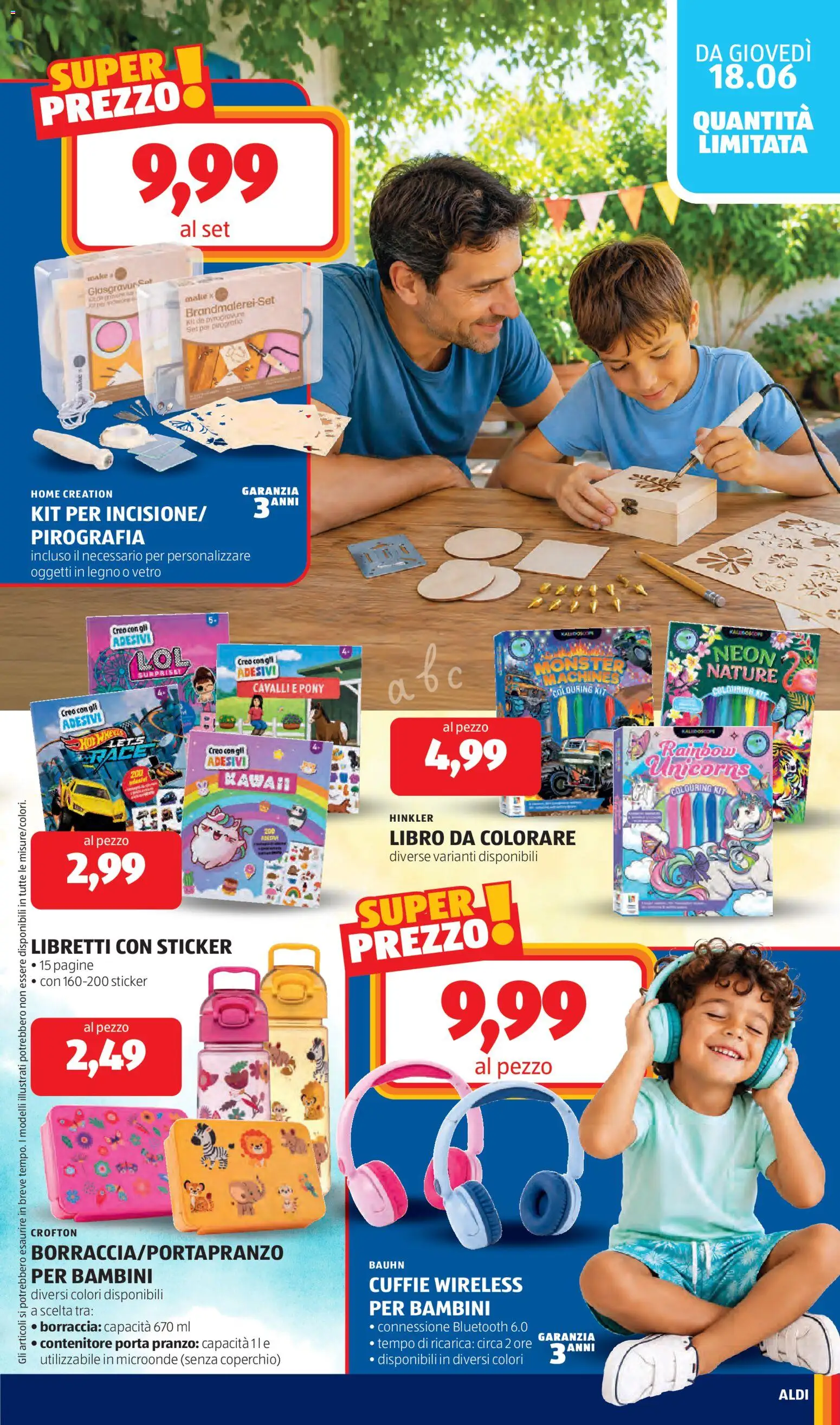 Volantino Aldi del 15.06.2026 | Pagina: 23 | Prodotti: Microonde, Cuffie, Contenitore, Borraccia