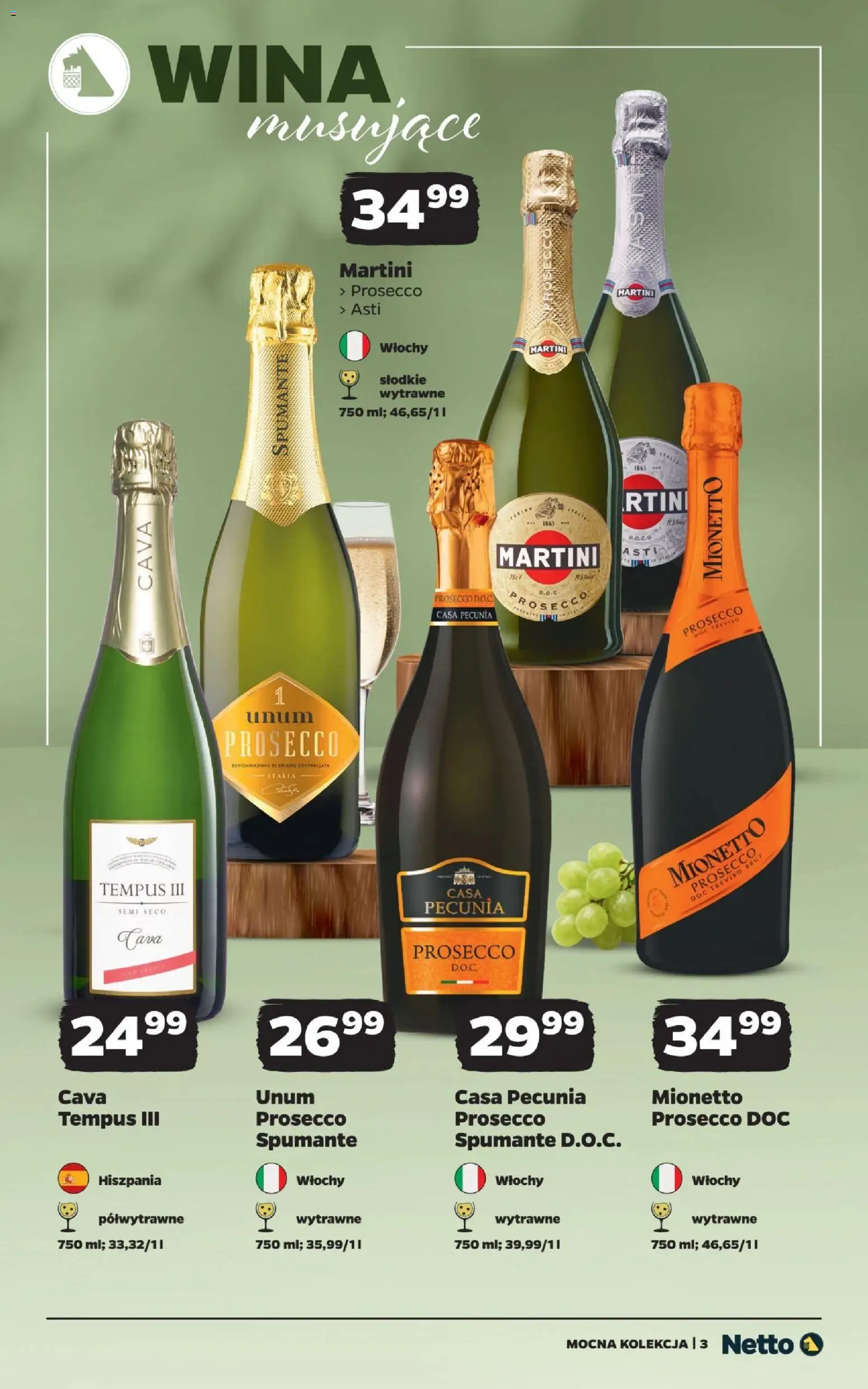 Netto gazetka - Mocna Kolekcja od 12.10.2026 | Strona: 3 | Produkty: Martini asti, Wina musujące, Mionetto prosecco, Prosecco