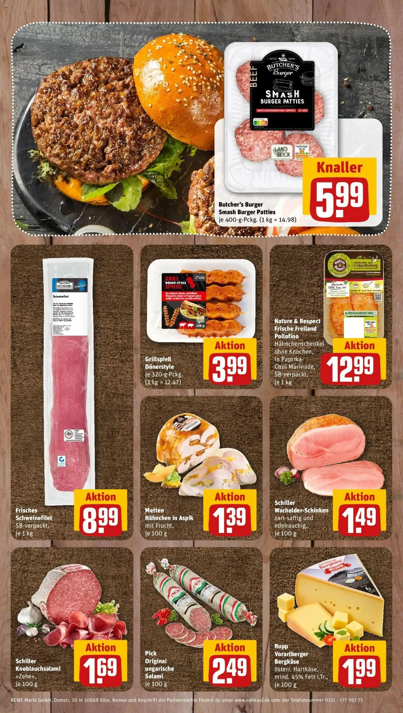 REWE Prospekt ab 24.08.2026 zum Blättern » Angebote | Seite: 8 | Produkte: Grill, Hahnchenschenkel, Burger, Chili