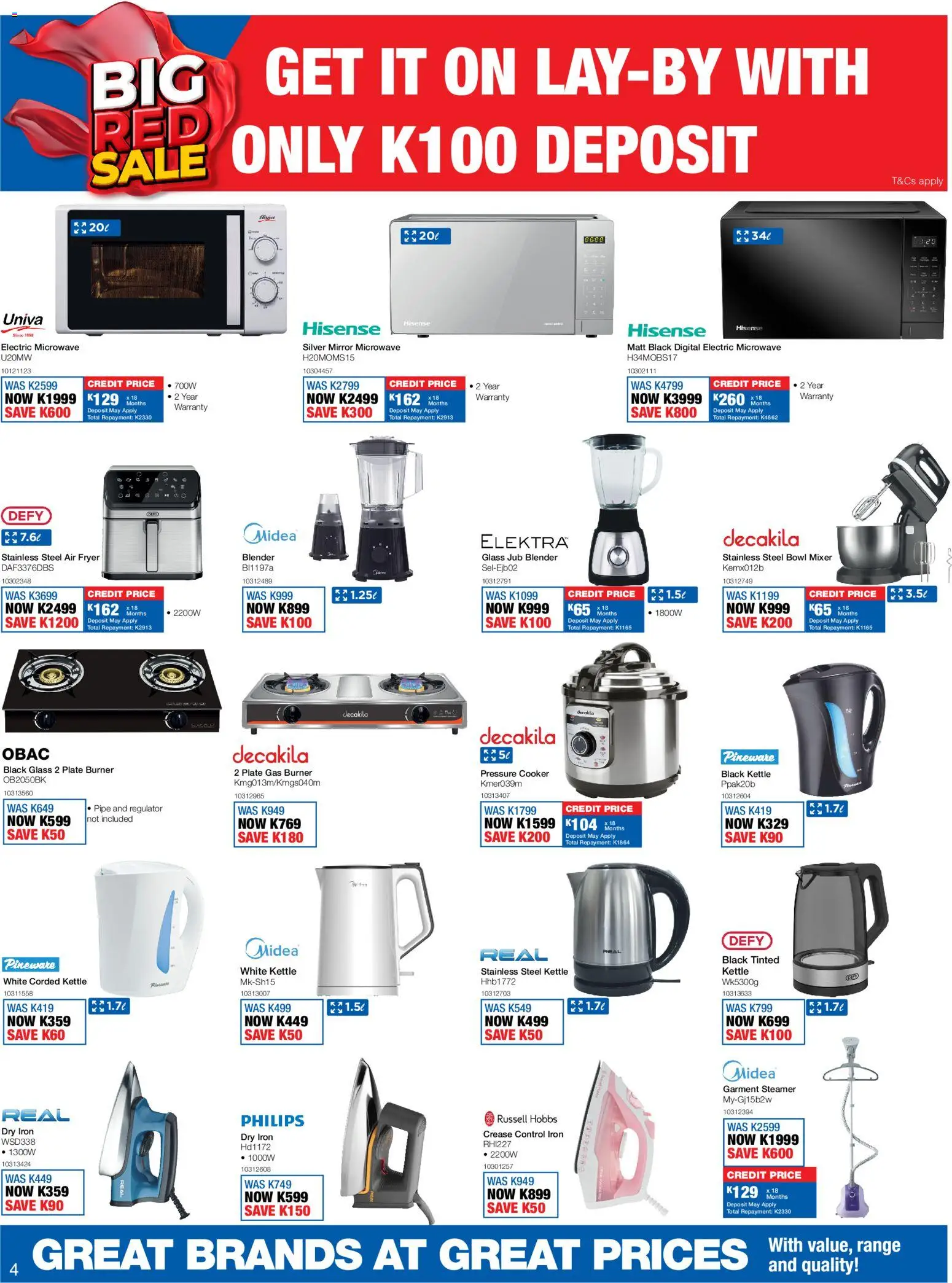 New OK Furniture catalogue – valid from 18.05.2026 | Page: 4 | Products: Kettle, Mixer, Microwave, Pipe