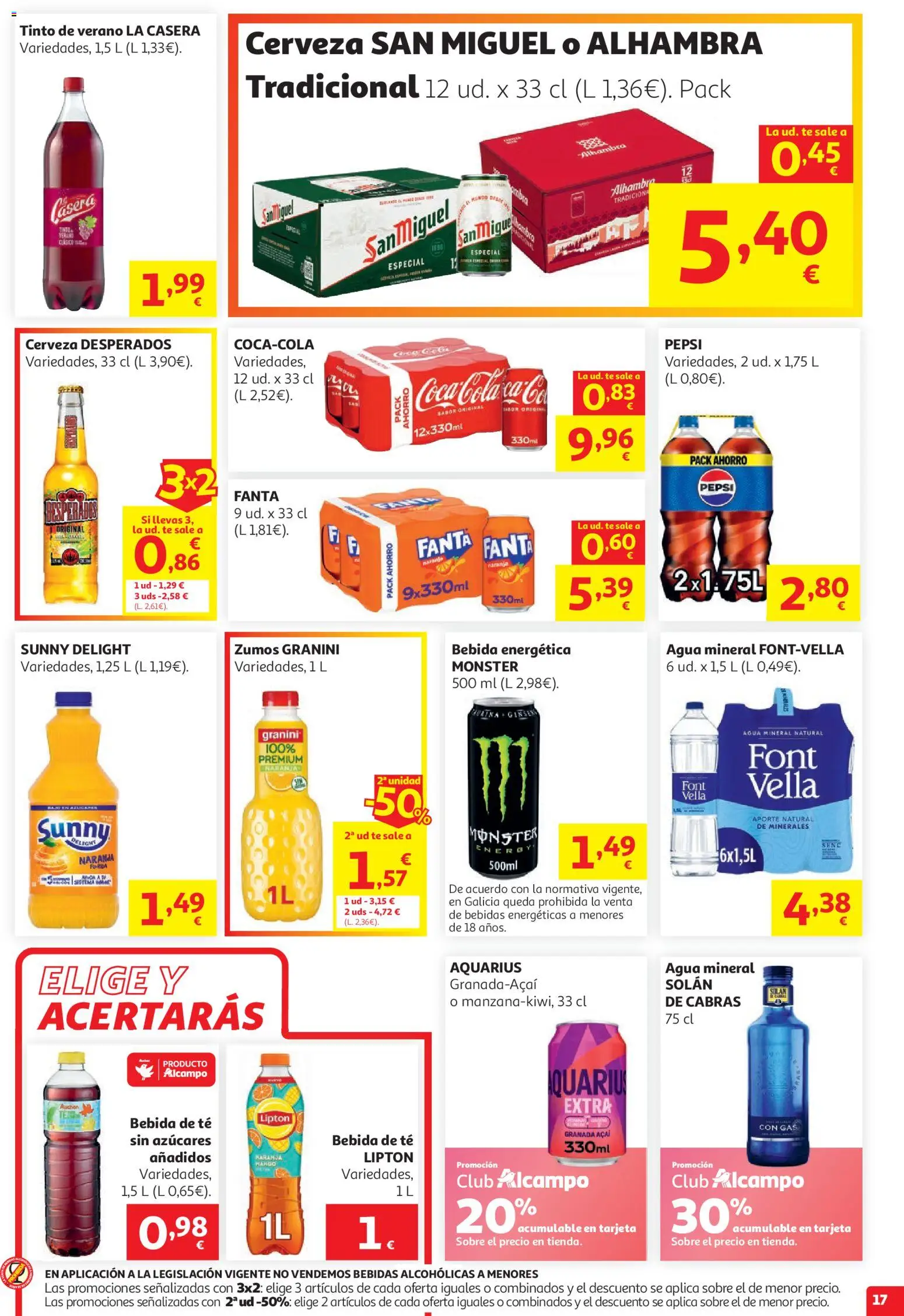 Alcampo HG Catalán Litoral │ válido desde el 29/07/2026 | Página: 17 | Productos: Cerveza, Té, Παρμεζάνα, Agua mineral