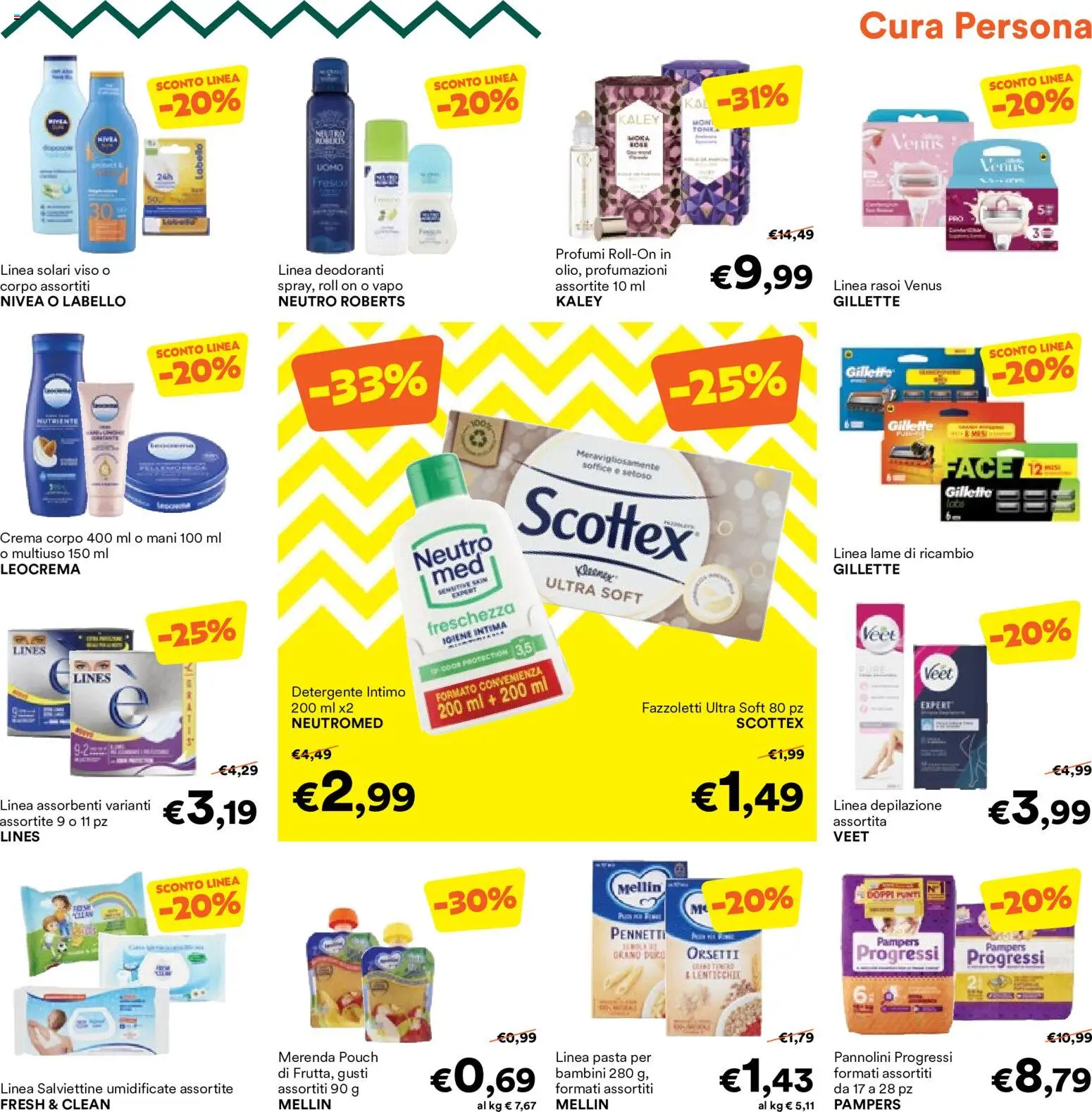 Volantino Unes del 06.05.2026 | Pagina: 23 | Prodotti: Pannolini, Intimo, Pasta, Pampers