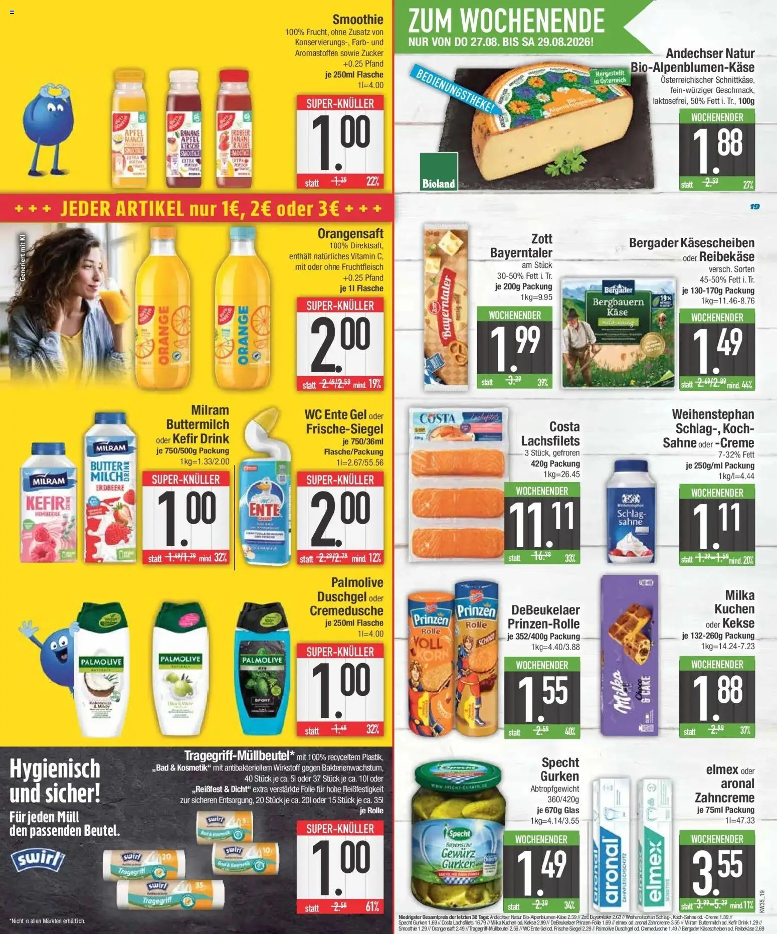 E center Prospekt Erding (ab 24.08.2026) zum Blättern | Seite: 21 | Produkte: Kefir, Milka, Milram, Sahne