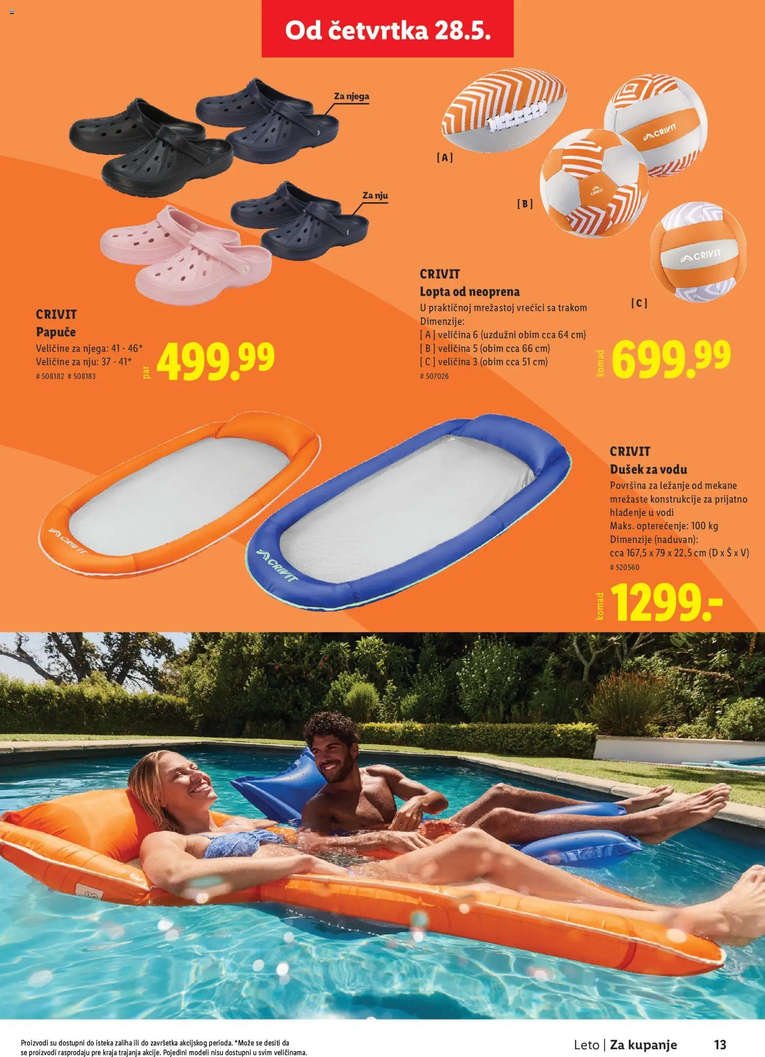 Lidl katalog - važi od 28.05.2026 | Strana: 13 | Proizvode: Lopta, Papuče, Dušek