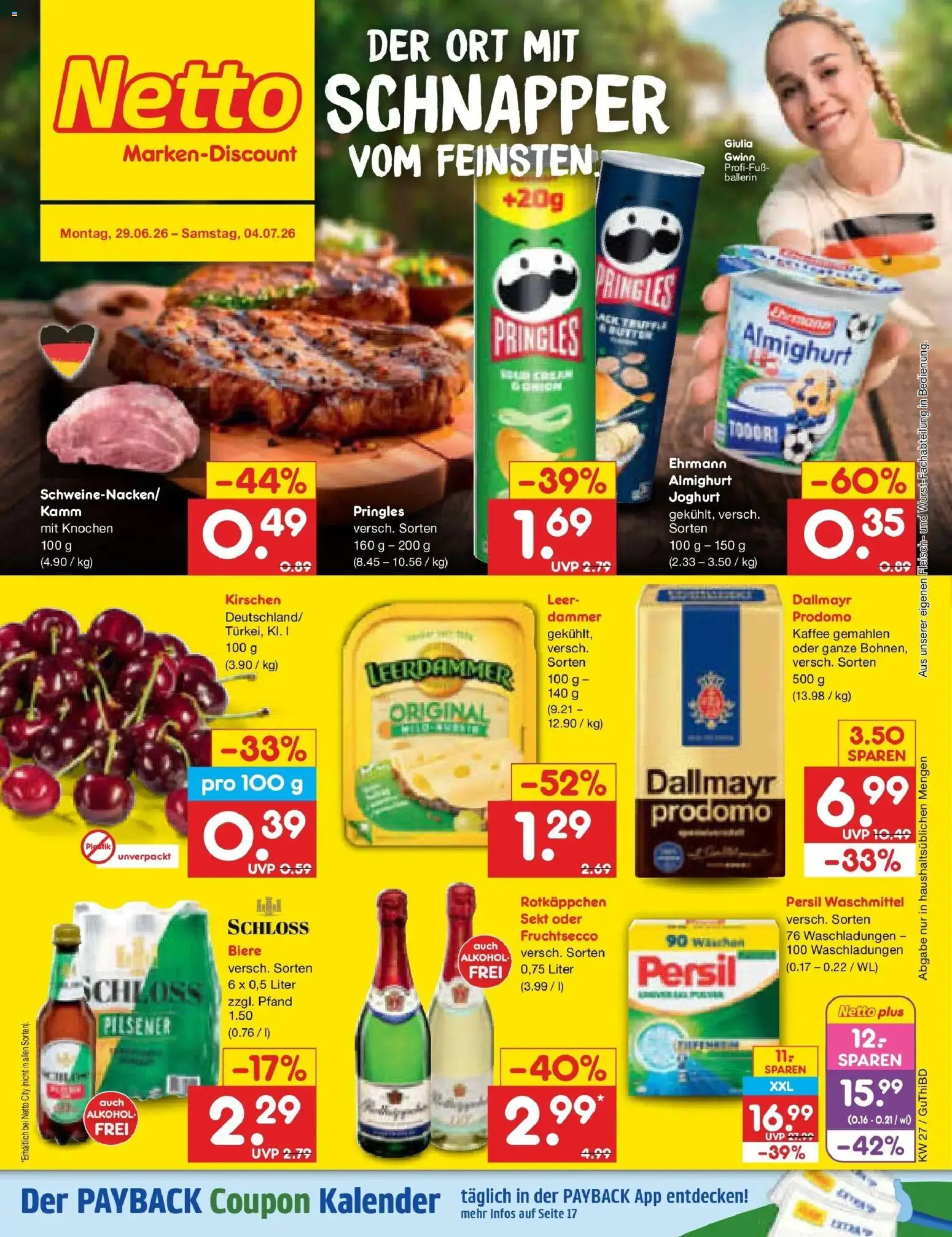 Netto Marken-Discount Prospekt Augustusburg – gültig ab 29.06.2026 | Seite: 1 | Produkte: Joghurt, Leerdammer, Pringles, Persil
