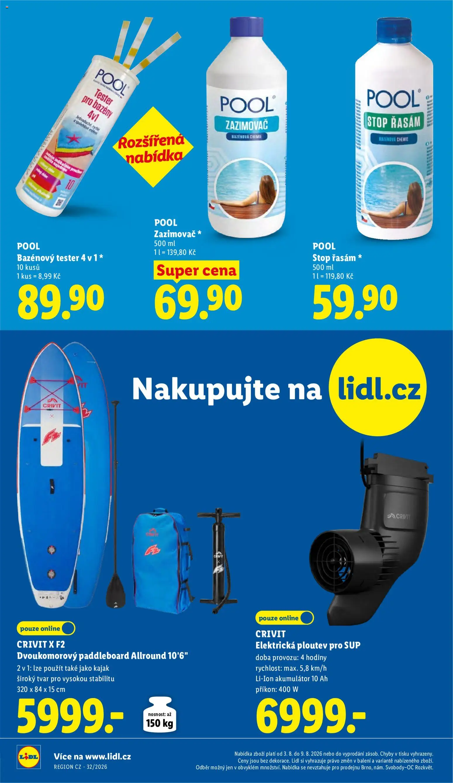 Lidl leták od 03.08.2026 | Strana: 34 | Produkty: Bazény, Bazénová chemie, Kajak, Paddleboard