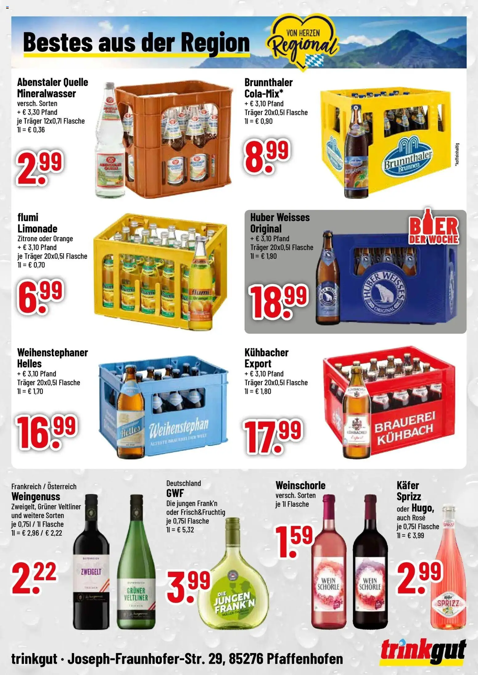 Trinkgut Prospekt Pfaffenhofen/Ilm (ab 21.09.2026) » Angebote online | Seite: 4 | Produkte: Limonade, Mineralwasser, Zitrone, Wein