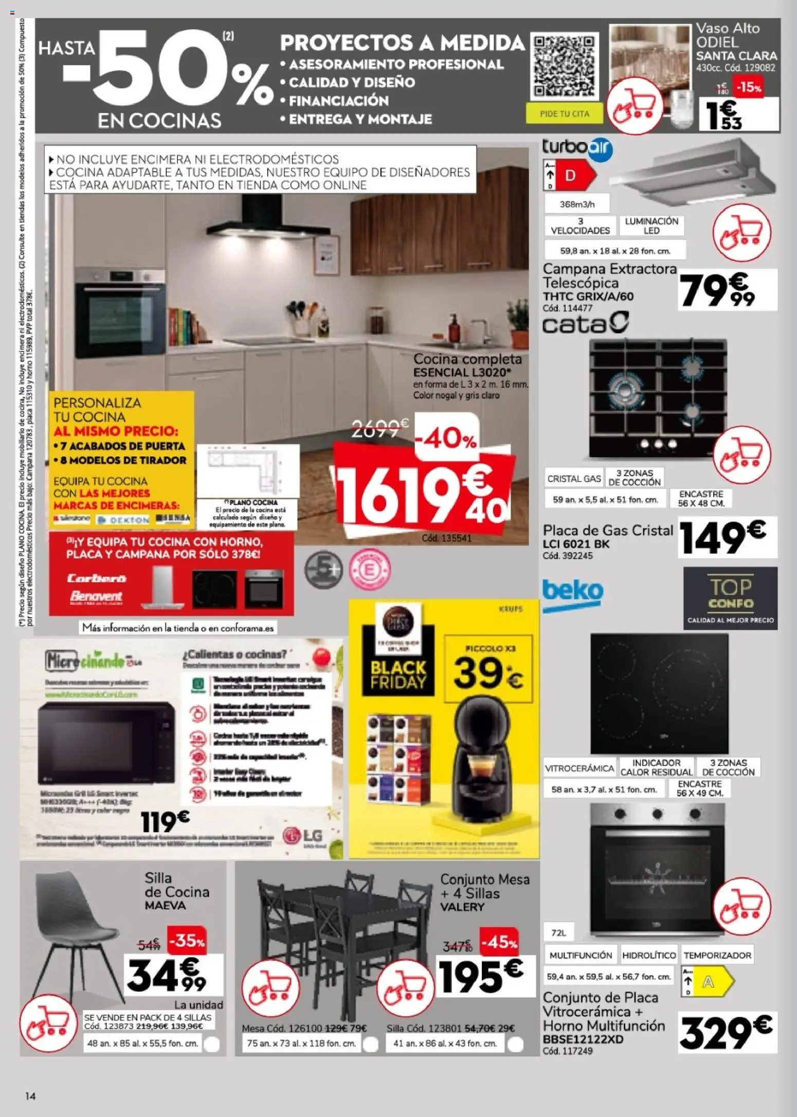 Conforama folleto │ válido desde el 30/07/2026 | Página: 14 | Productos: Horno, Cocina, Mesa, Silla