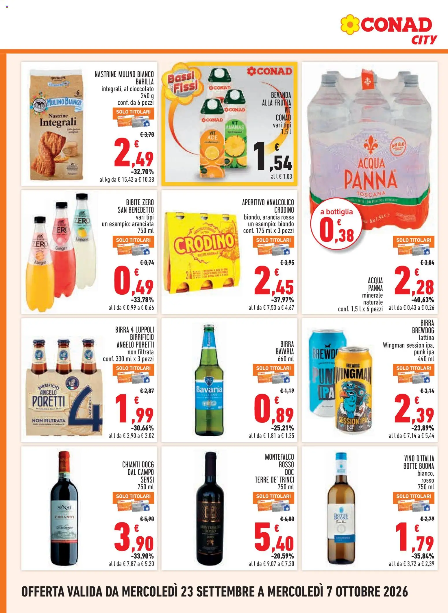 Volantino Conad del 23/09/2026 | Pagina: 12 | Prodotti: Panna, Bibite, Arancia, Bottiglia