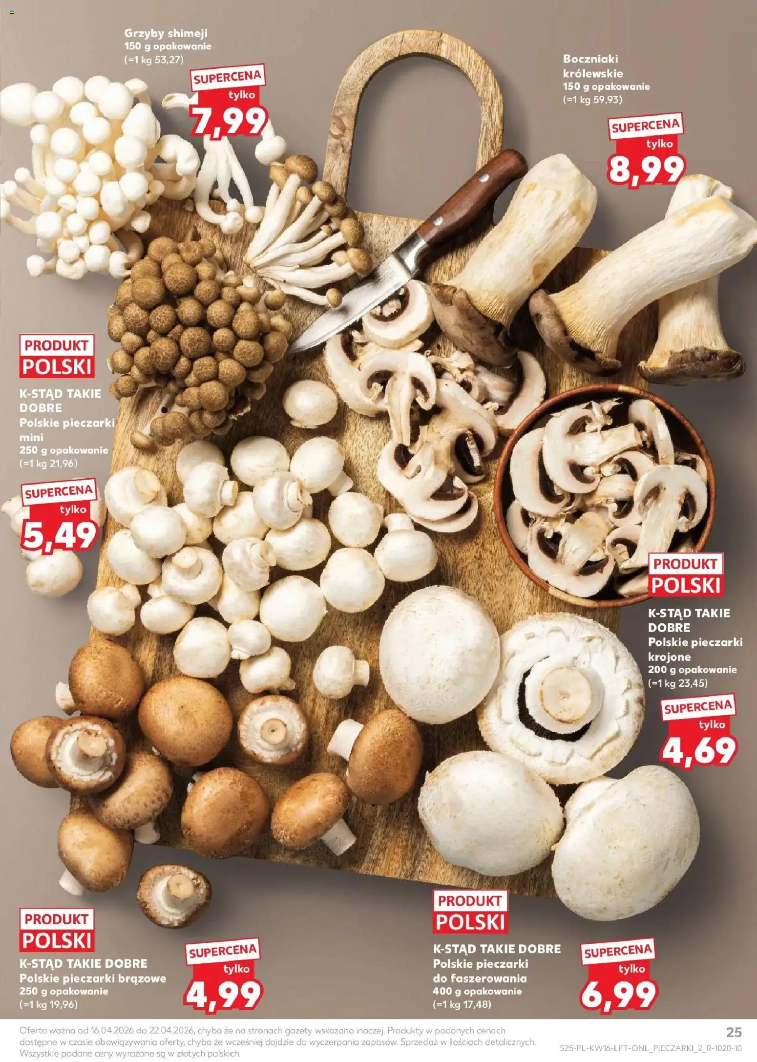 Kaufland gazetka od 16.04.2026 | Strona: 25 | Produkty: Pieczarki, Boczniaki