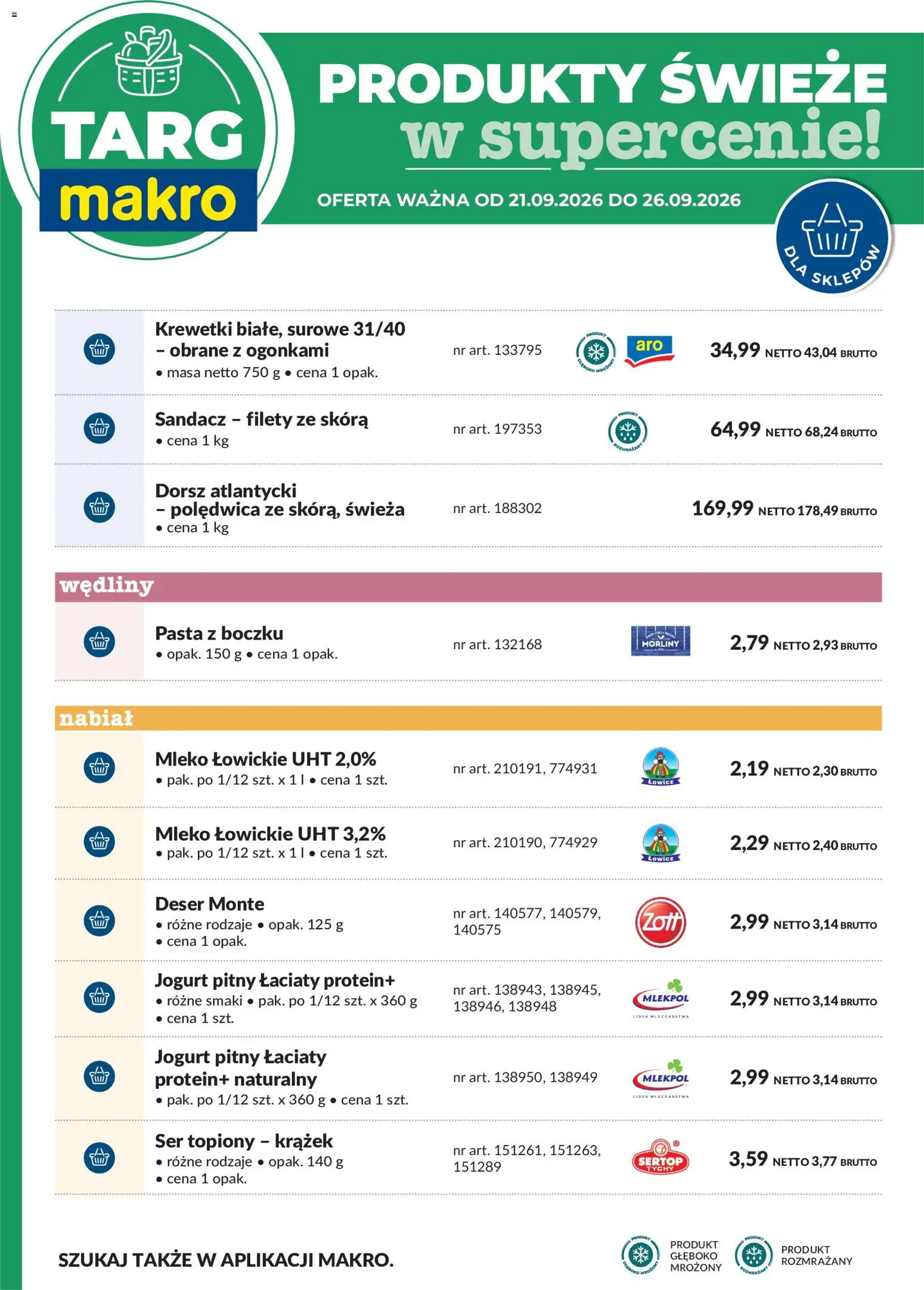 Makro gazetka - Oferta świeża w super cenach od 21.09.2026 | Strona: 7 | Produkty: Sandacz, Dorsz, Ser, Wędliny