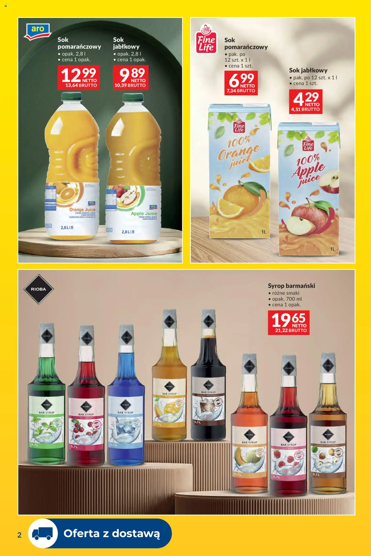 Makro gazetka - Dostawy dla gastronomii od 01.07.2026 | Strona: 2 | Produkty: Syrop, Sok jabłkowy, Syrop barmański, Sok