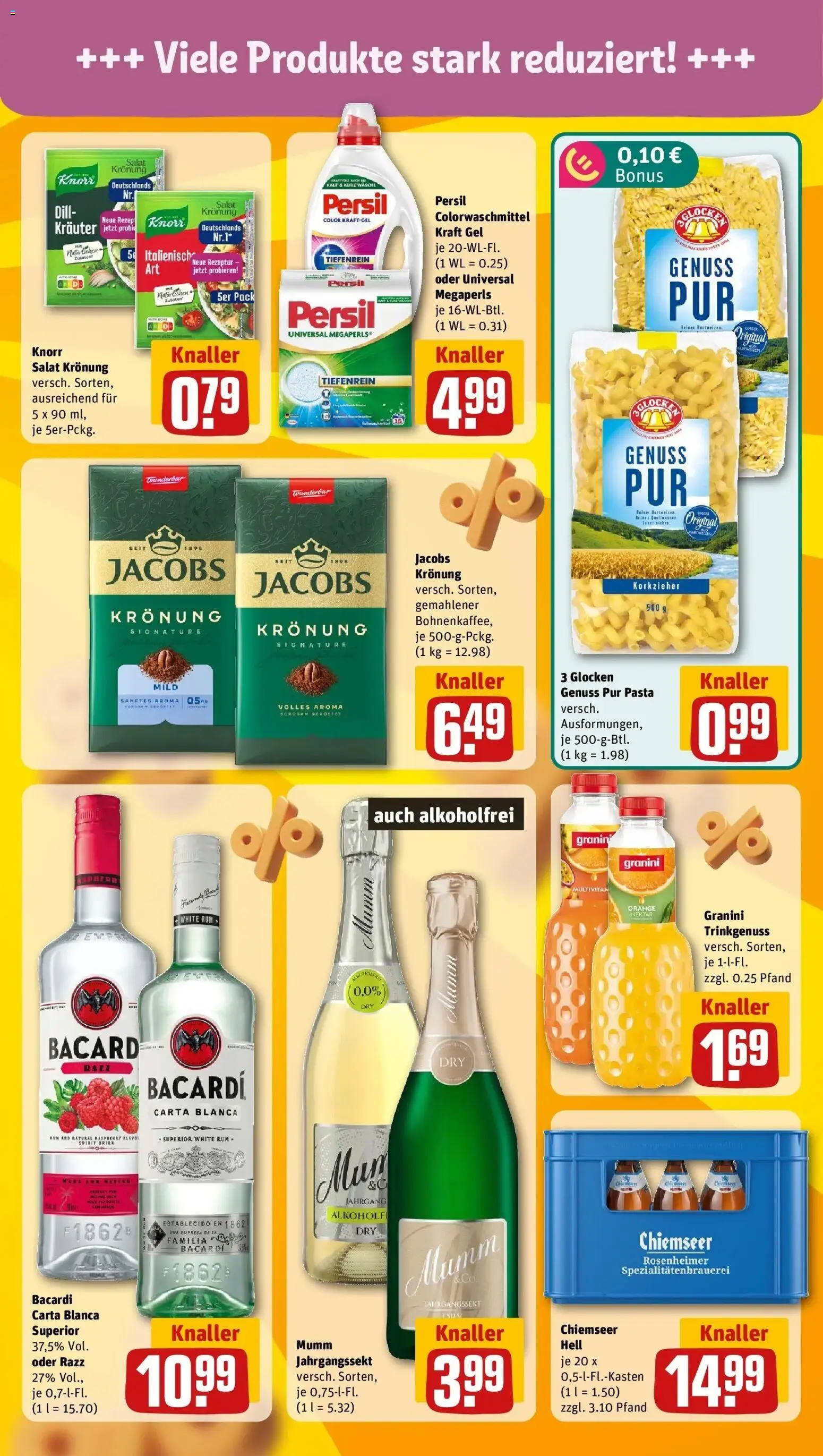 REWE Prospekt ab 17.08.2026 zum Blättern » Angebote | Seite: 5 | Produkte: Bacardi, Knorr, Salat, Persil