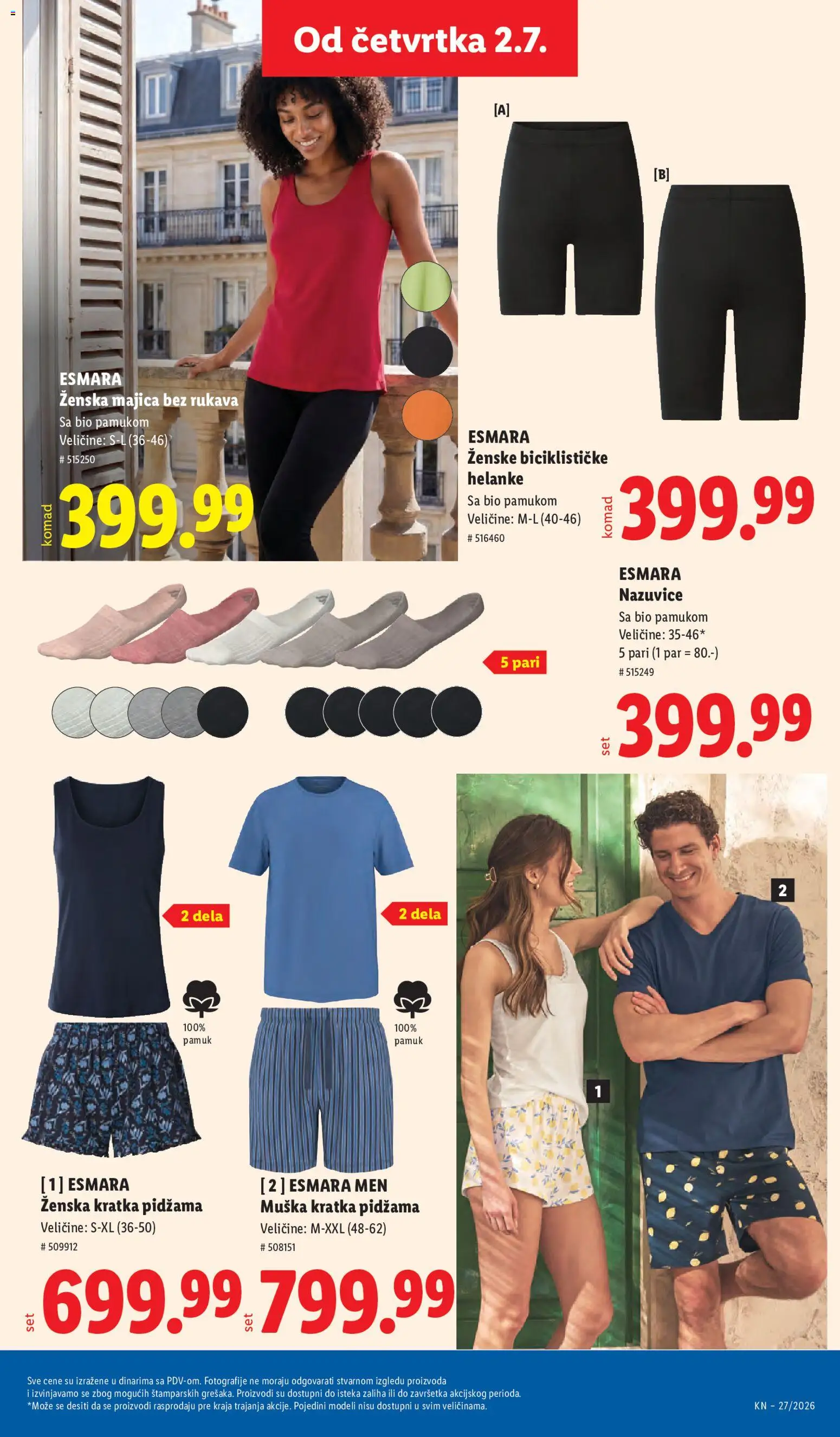 Lidl katalog - važi od 02.07.2026 | Strana: 65 | Proizvode: Majica bez rukava, Pidžama, Helanke