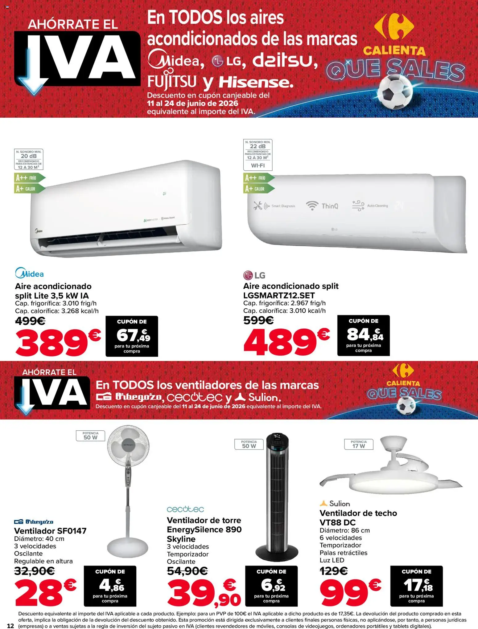 Carrefour folleto │ válido desde el 01.06.2026 | Página: 12 | Productos: Aire acondicionado, Ventilador