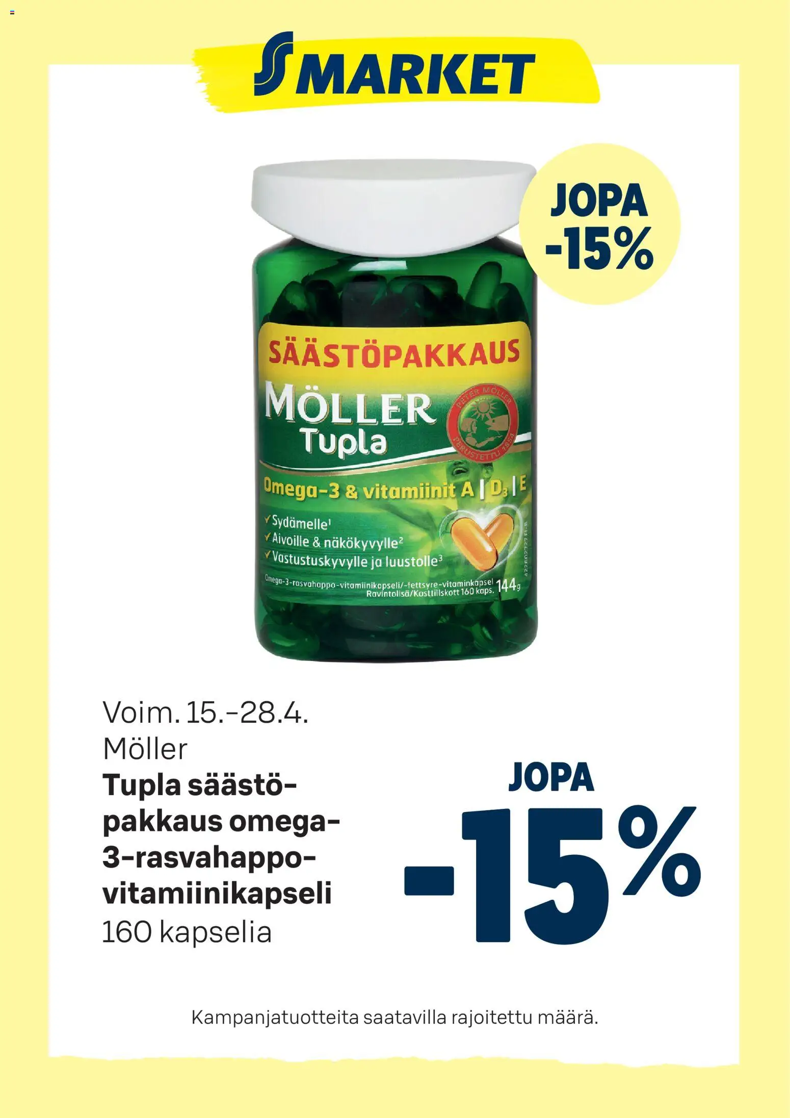 S-market tarjoukset Möller – voimassa 15.04.2026 alkaen | Sivu: 1 | Tuotteet: Vitamiinit