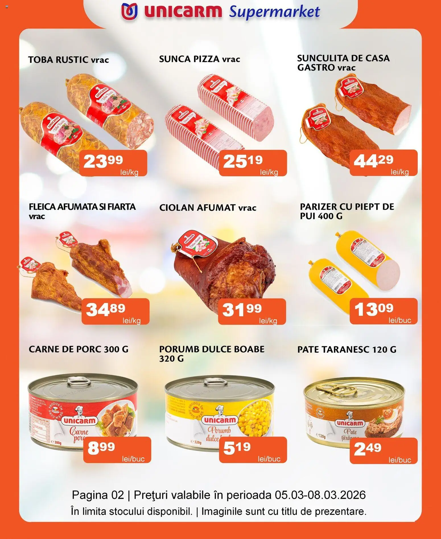 Noul catalog Unicarm – valabil de la 05.03.2026 | Pagină: 2 | Produse: Duș, Apă de gură, Săpun lichid, Apă