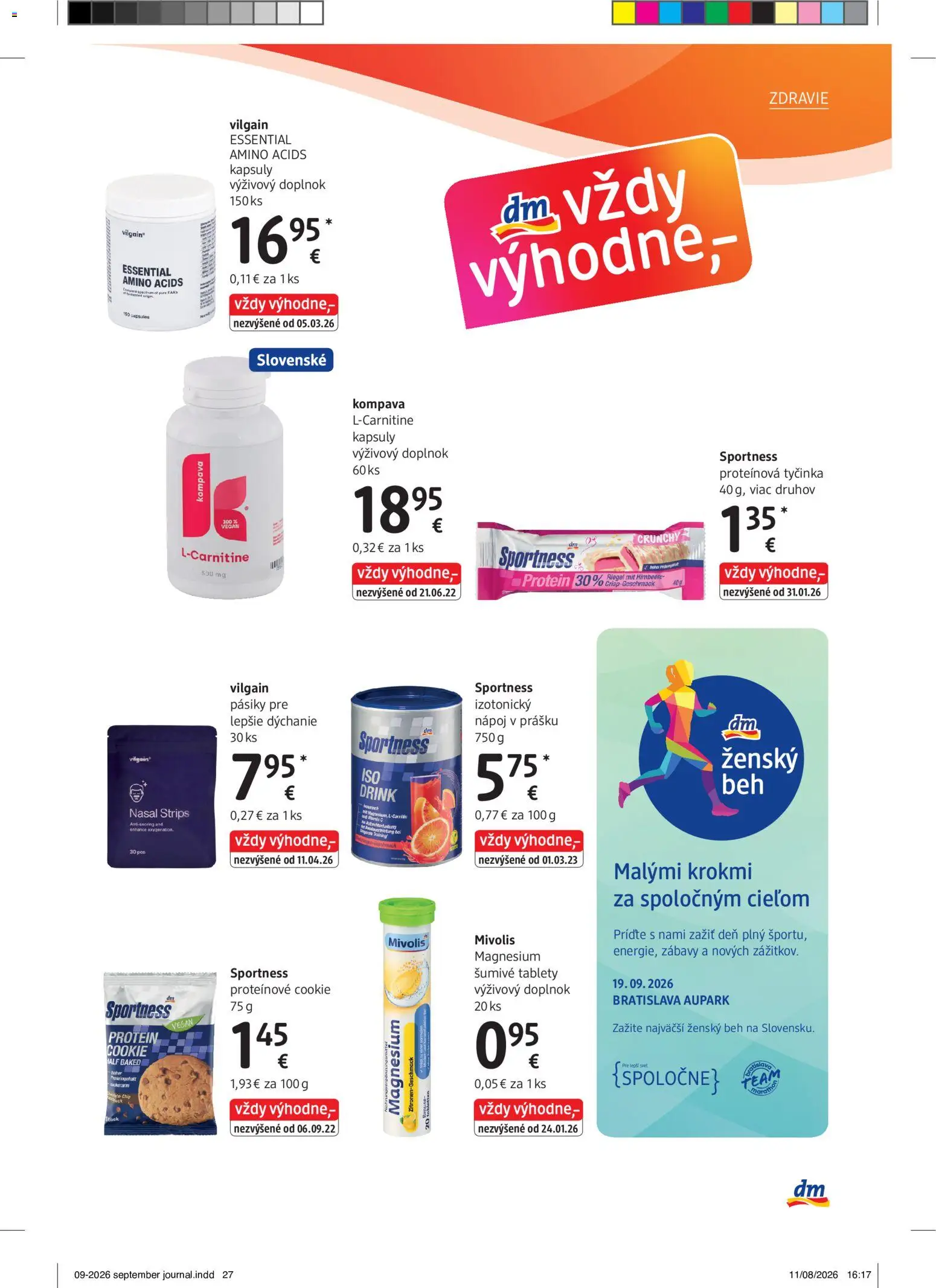 Nové dm drogerie akcie – leták je platný od 01.09.2026 | Strana: 27 | Produkty: Šumivé tablety, Protein, Proteínová tyčinka