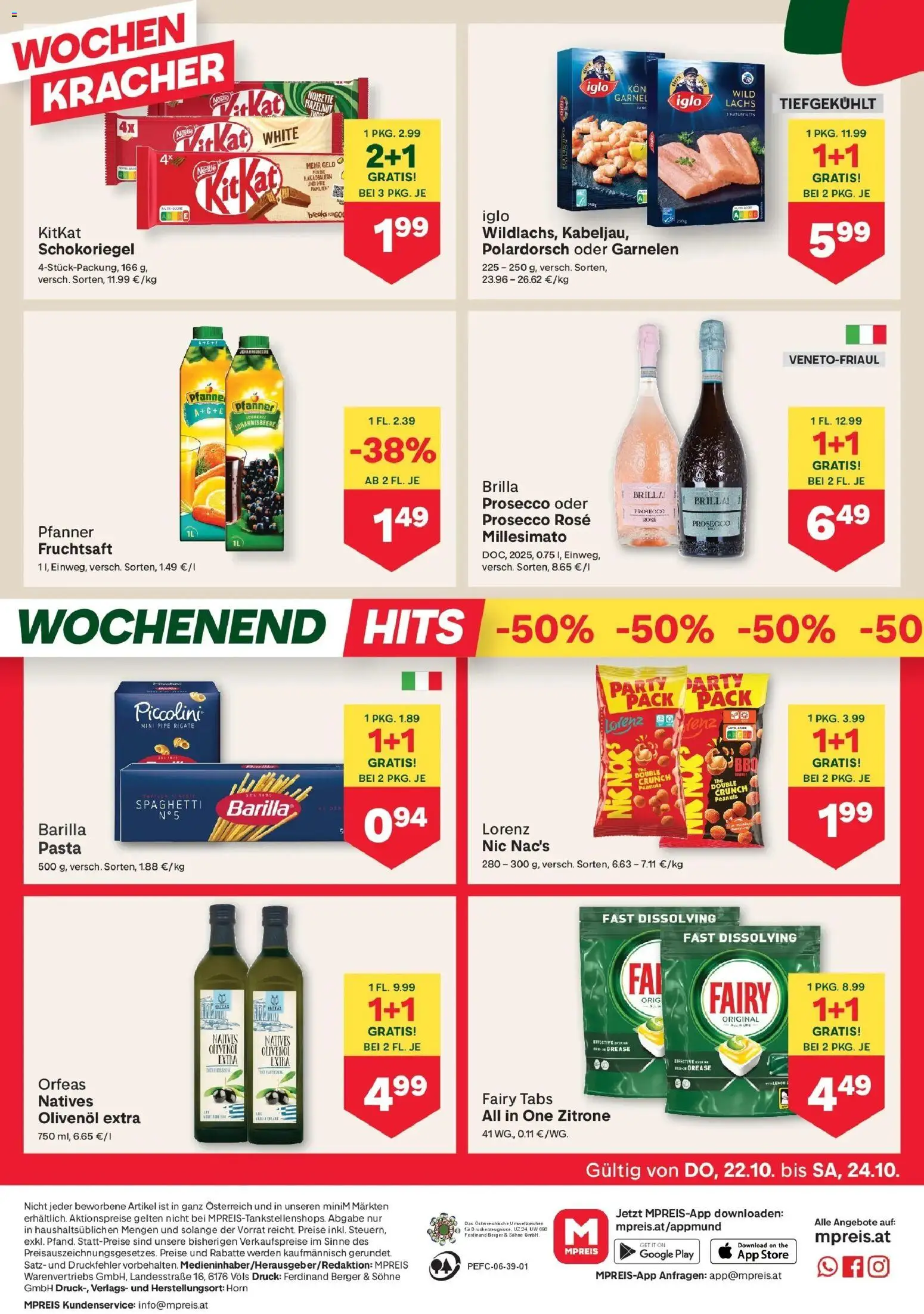 MPREIS Pfunds von 22.10.2026 - Aktuelle Angebote | Seite: 12 | Produkte: Pasta, Zitrone, Prosecco, Spaghetti