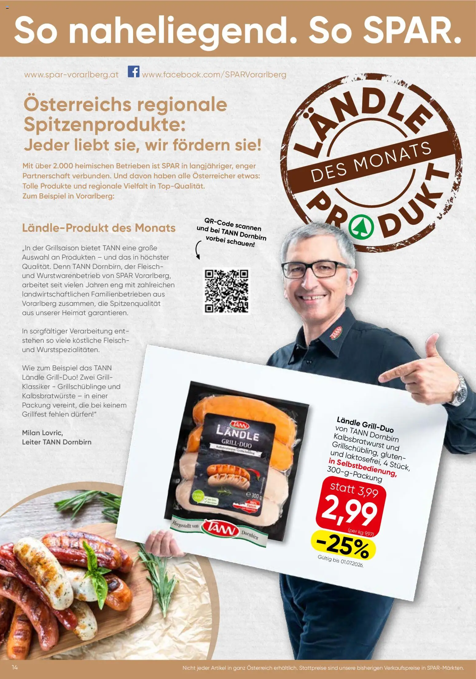 Spar Flugblatt - Vorarlberg gültig ab 18.06.2026 | Seite: 14 | Produkte: Grill