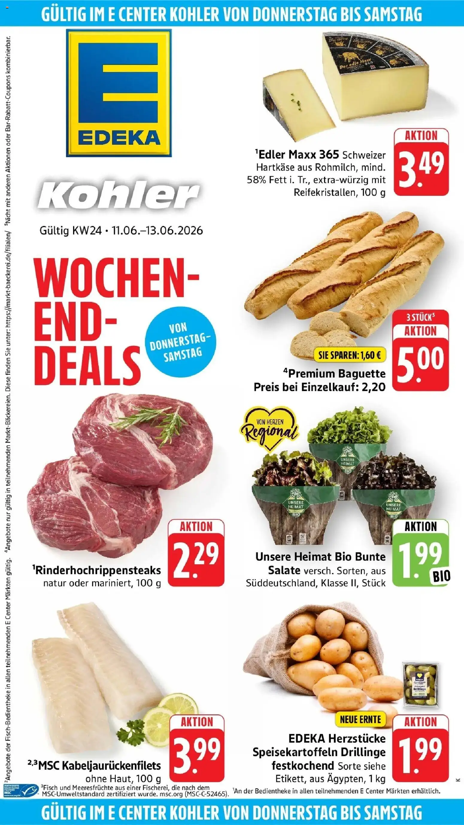 Edeka prospekt Ettenheim – gültig ab 08.06.2026 | Seite: 48 | Produkte: Baguette, Fisch, Meeresfrüchte