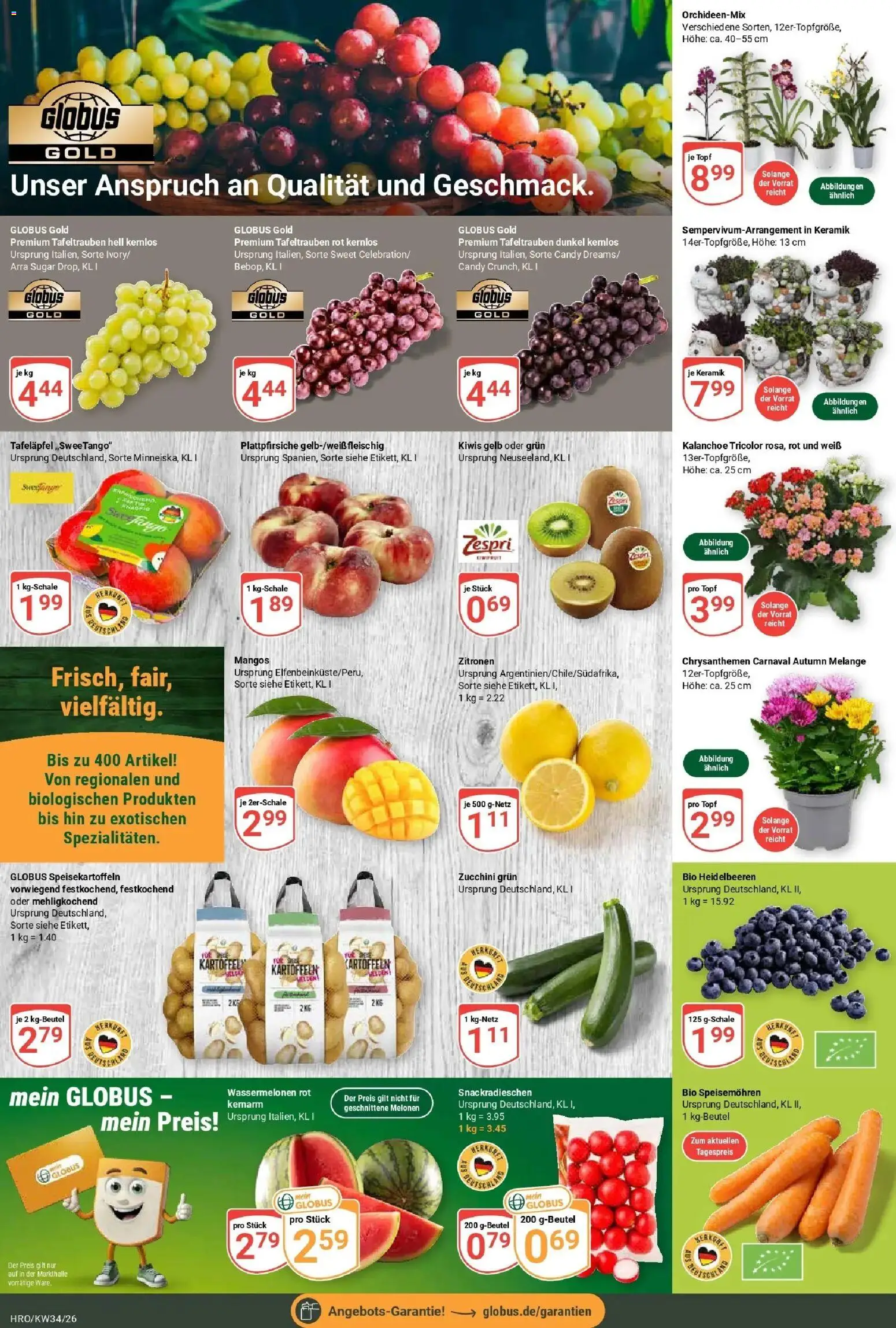 Globus Prospekt Rostock (ab 17.08.2026) » Angebote online | Seite: 11 | Produkte: Heidelbeeren, Kartoffeln, Zucchini, Zitronen