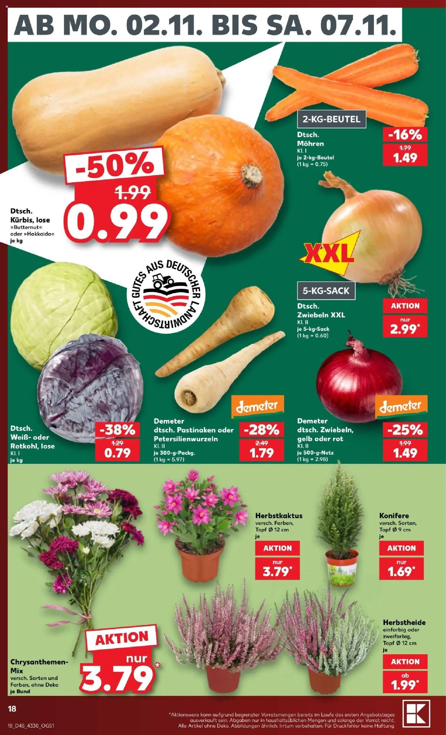 Kaufland Prospekt – gültig ab 02.11.2026 | Seite: 18 | Produkte: Mohren, Zwiebeln