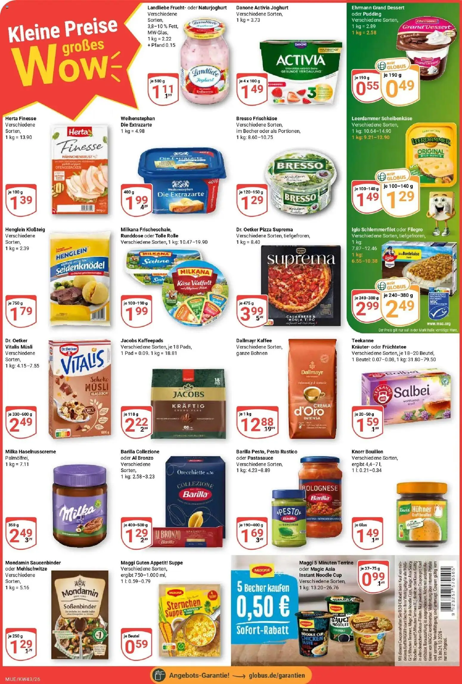 Globus Prospekt Mühldorf (ab 19.10.2026) » Angebote online | Seite: 2 | Produkte: Danone activia, Barilla, Iglo, Frischkase