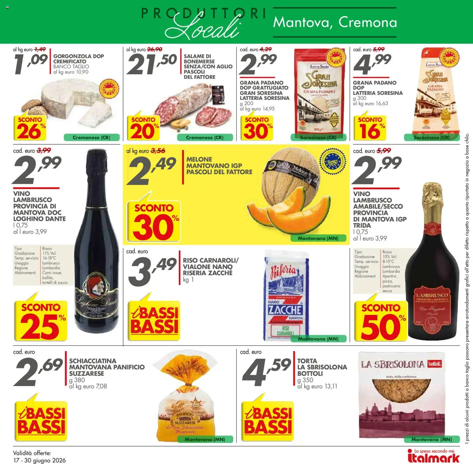 Volantino Italmark del 17.06.2026 | Pagina: 18 | Prodotti: Vino, Aglio, Tortelli, Gorgonzola