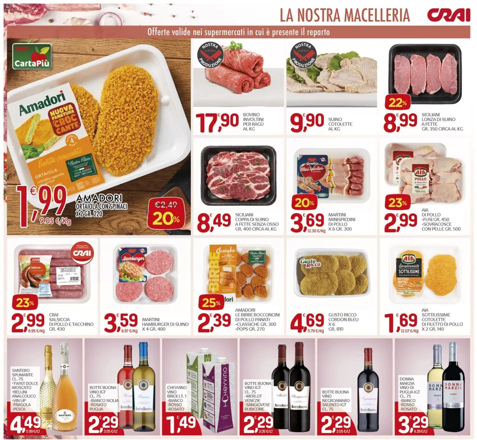 Volantino CRAI del 14.05.2026 | Pagina: 6 | Prodotti: Salsiccia, Vino, Spumante, Spiedini